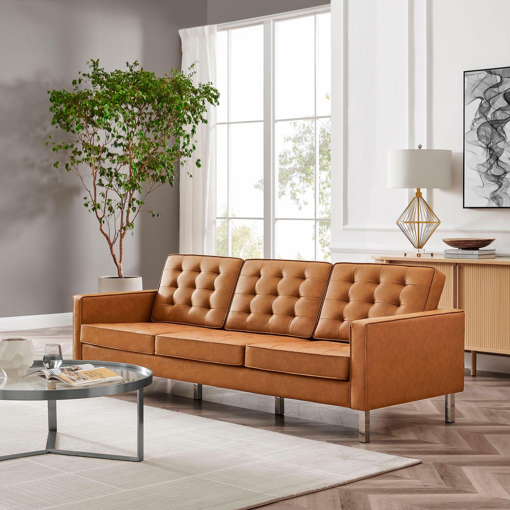 Loft Tufted Vegan Leather Sofa