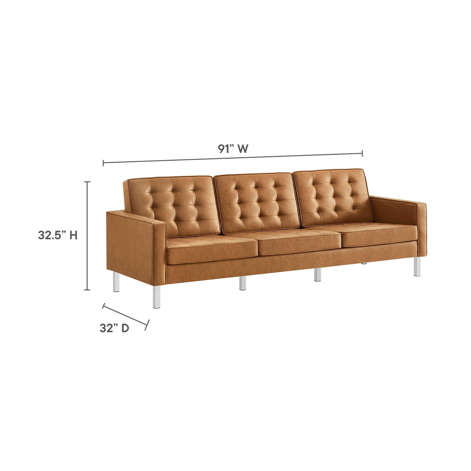 Loft Tufted Vegan Leather Sofa