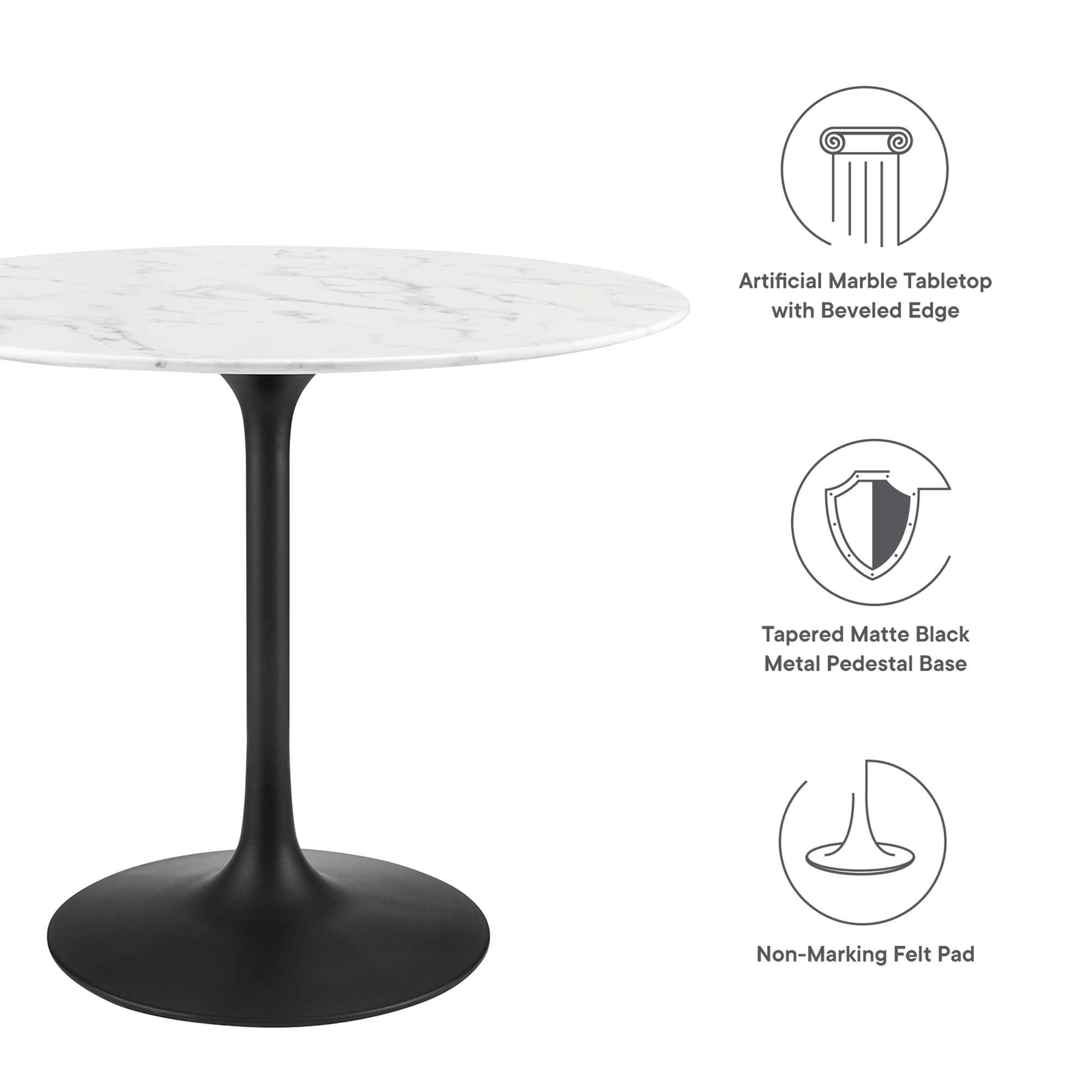 Lippa 36" Round Faux Marble Dining Table