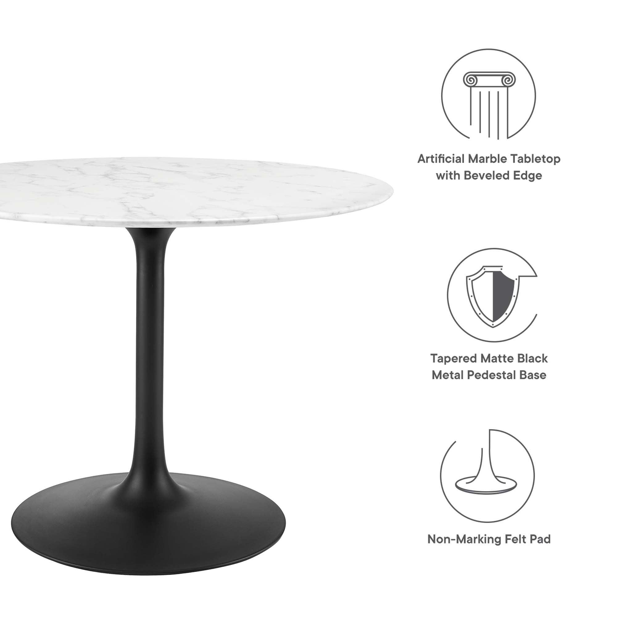 Lippa 40" Round Faux Marble Dining Table