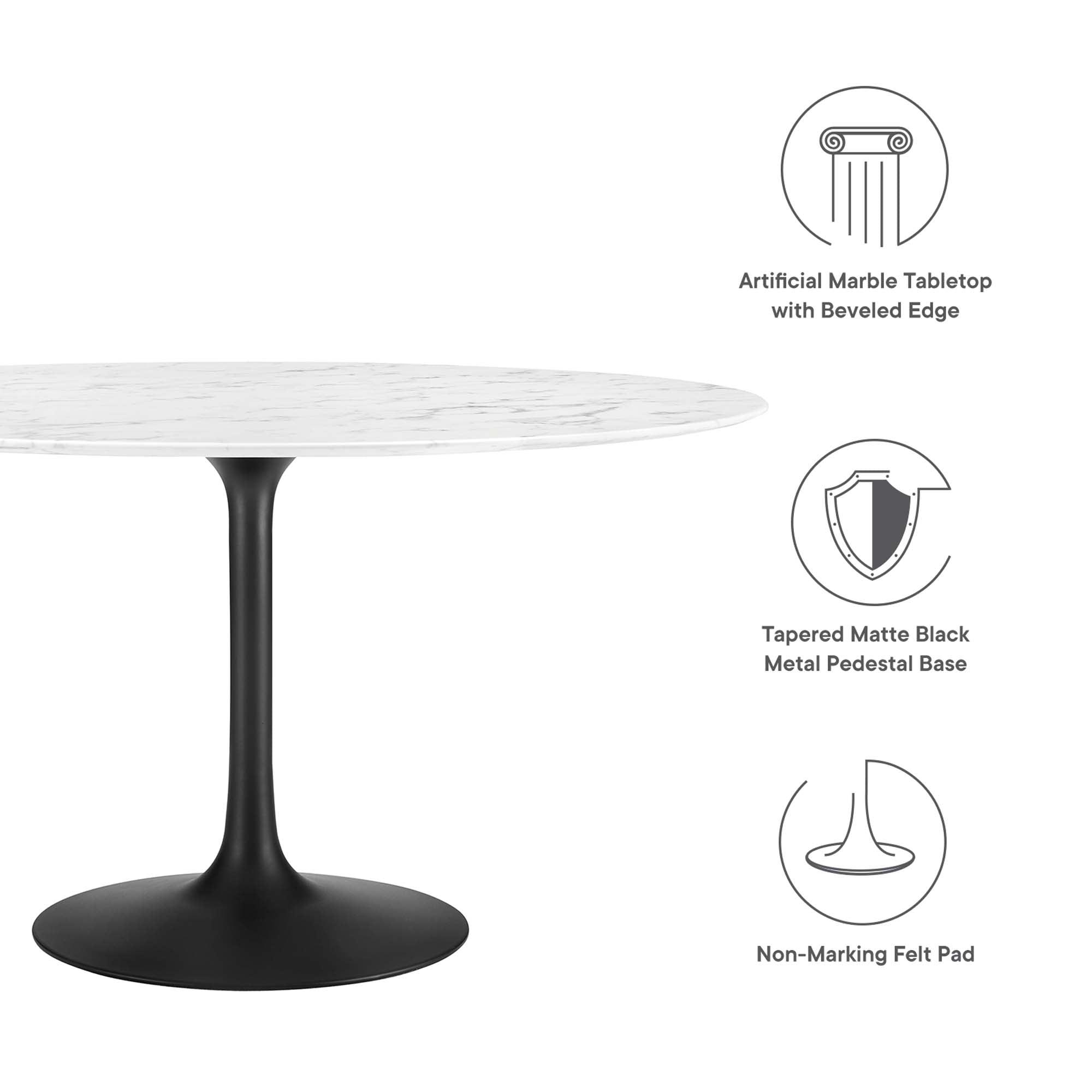 Lippa 54" Round Faux Marble Dining Table