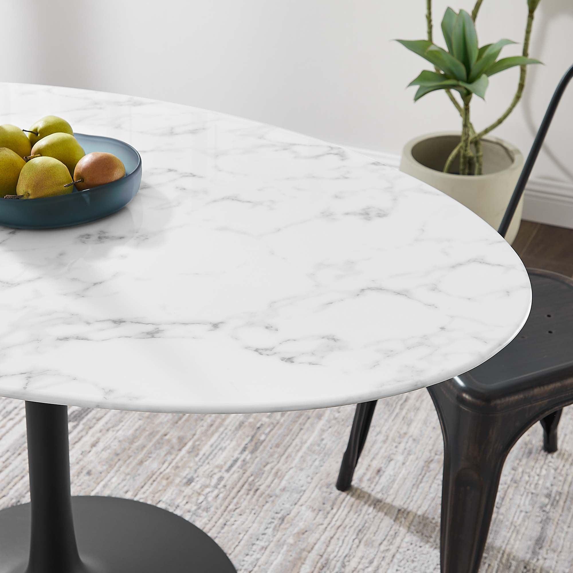 Lippa 54" Oval Faux Marble Dining Table