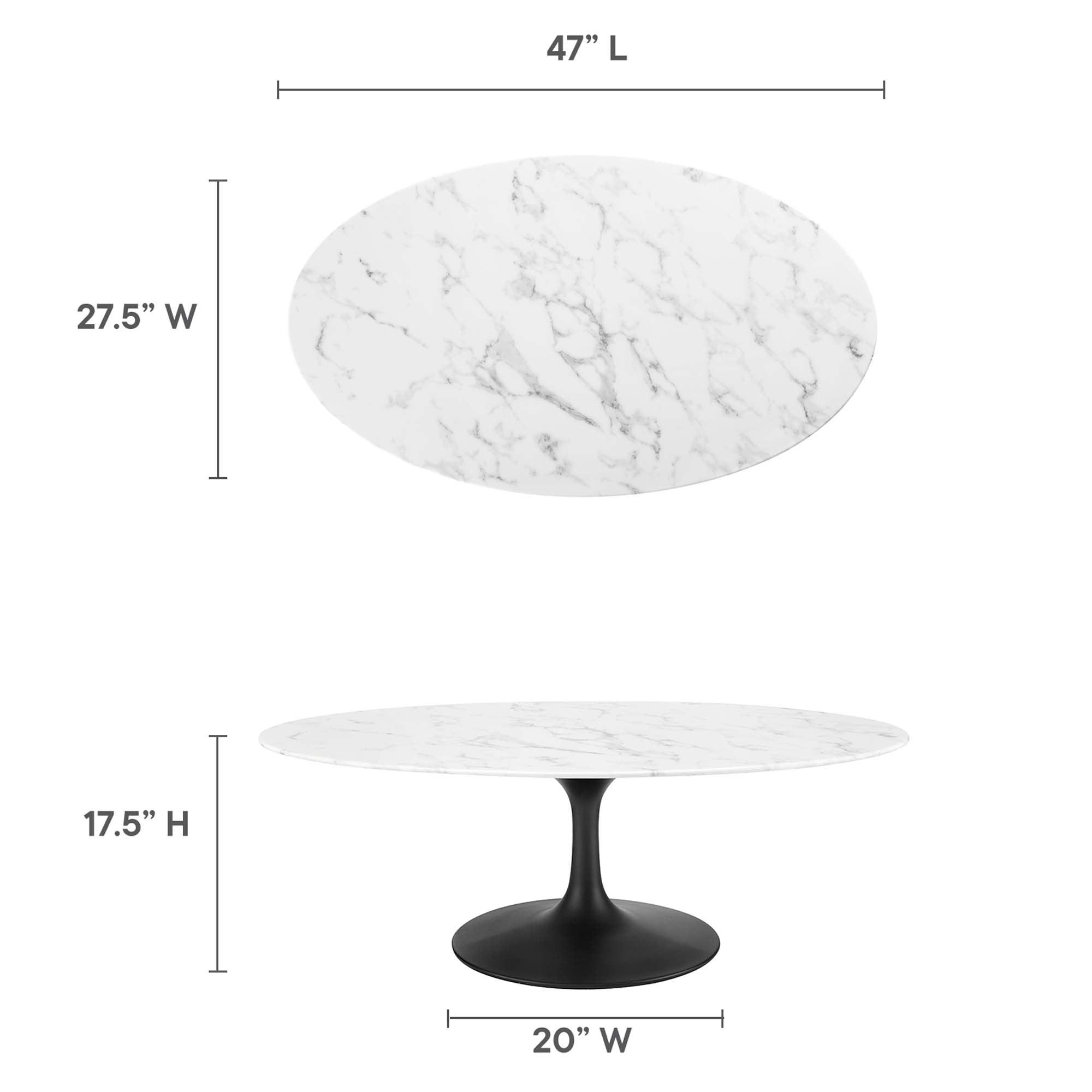 Lippa 48" Oval Faux Marble Coffee Table