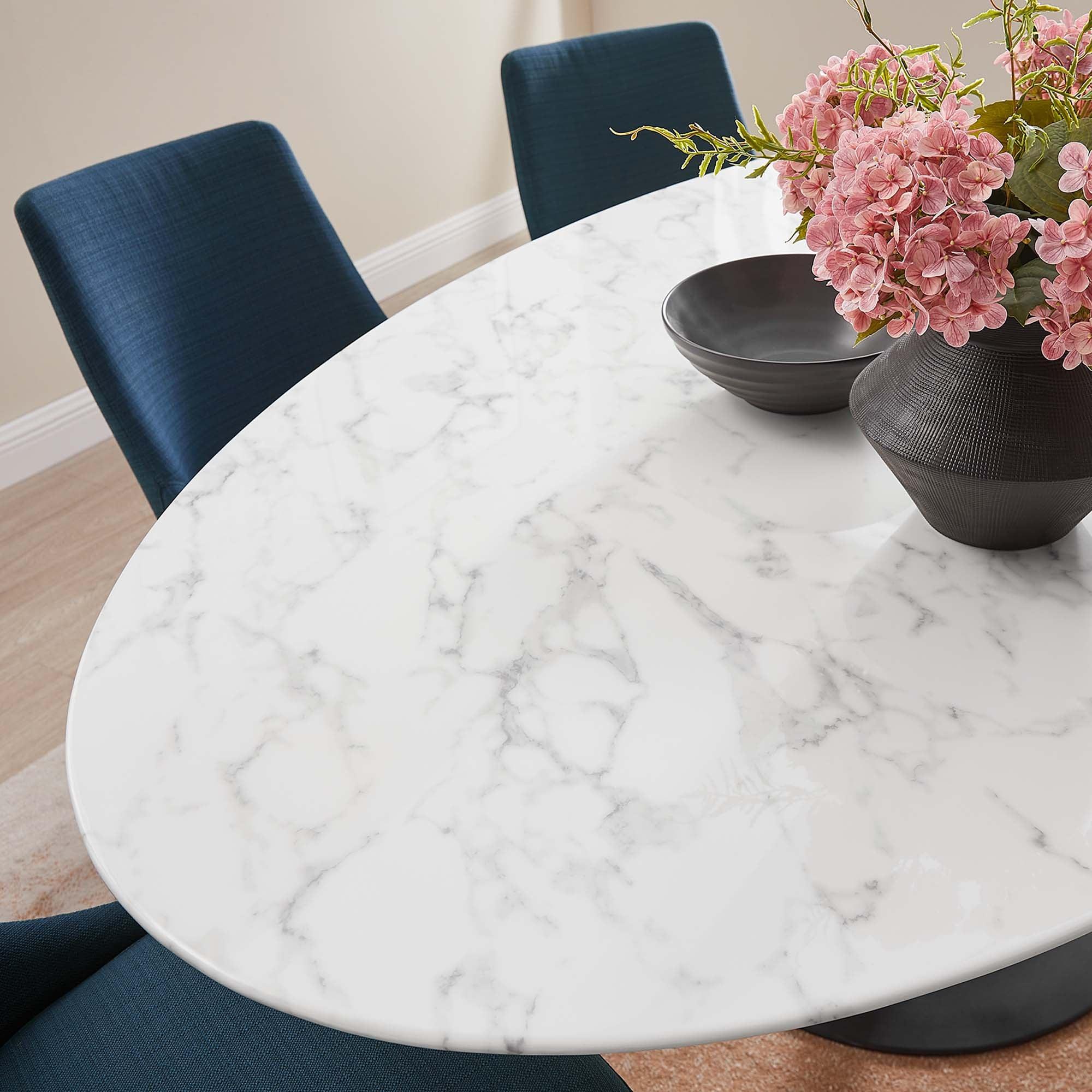 Lippa 78" Oval Faux Marble Dining Table