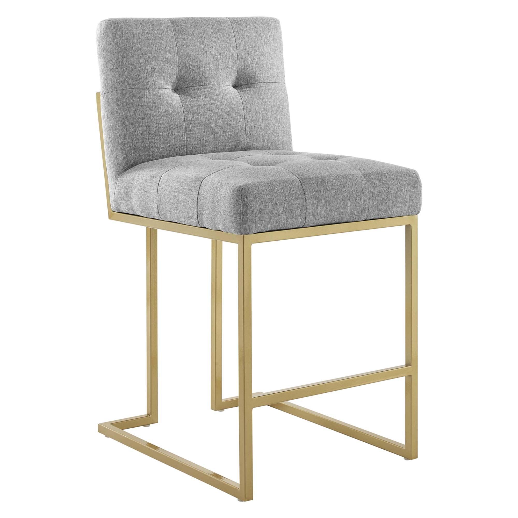 Privy Gold Stainless Steel Upholstered Fabric Counter Stool