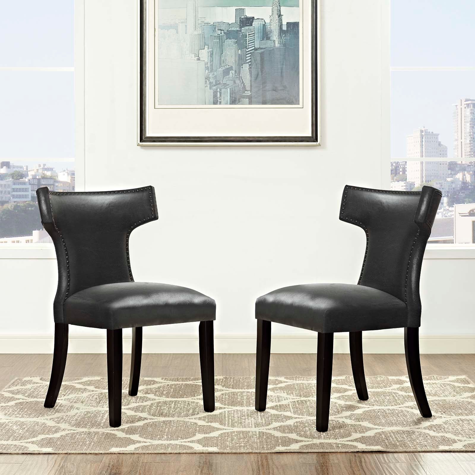 Curve Dining Chair Vinyl Set of 2-Dining Chair-Modway-Wall2Wall Furnishings