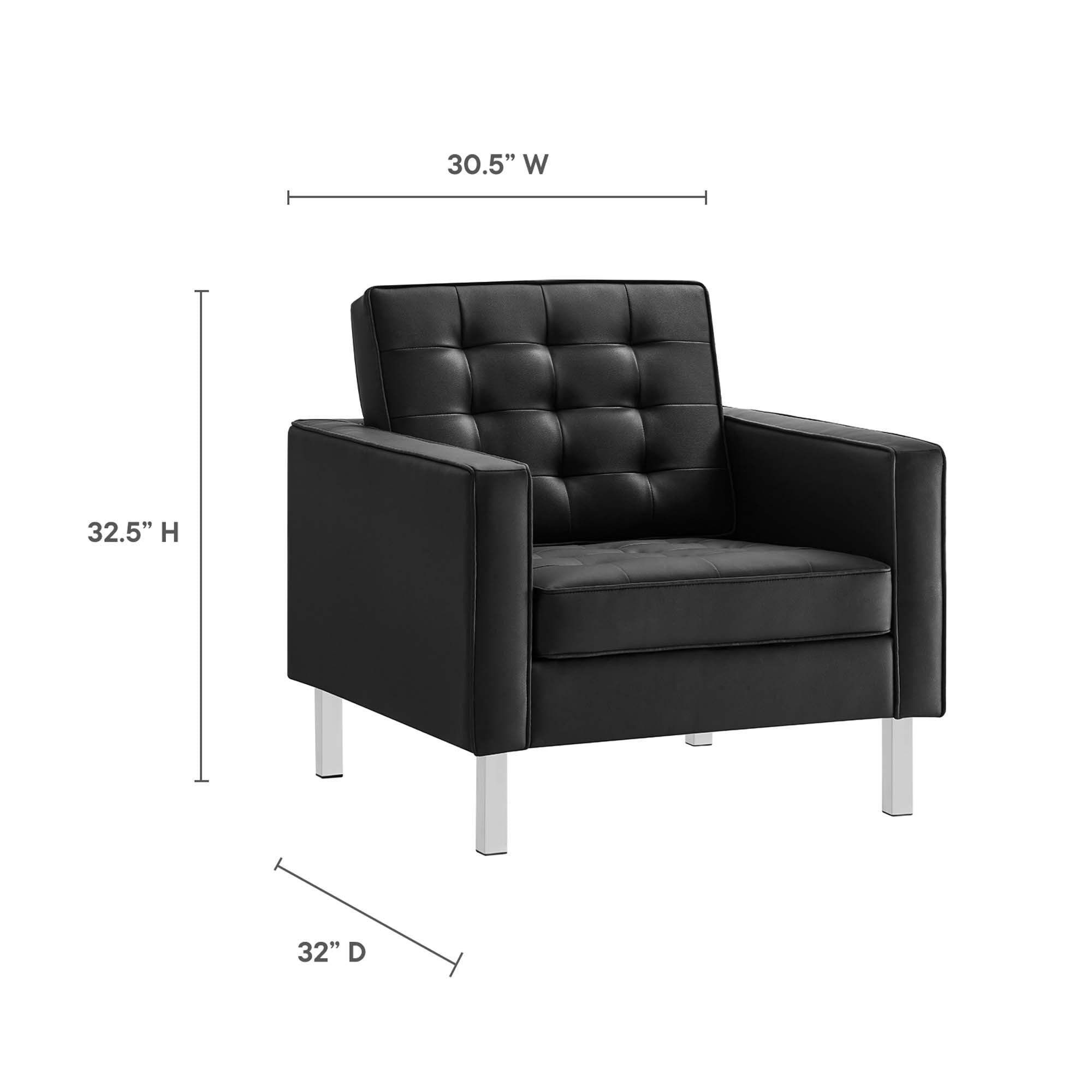 Loft 3-Piece Tufted Vegan Leather Furniture Set