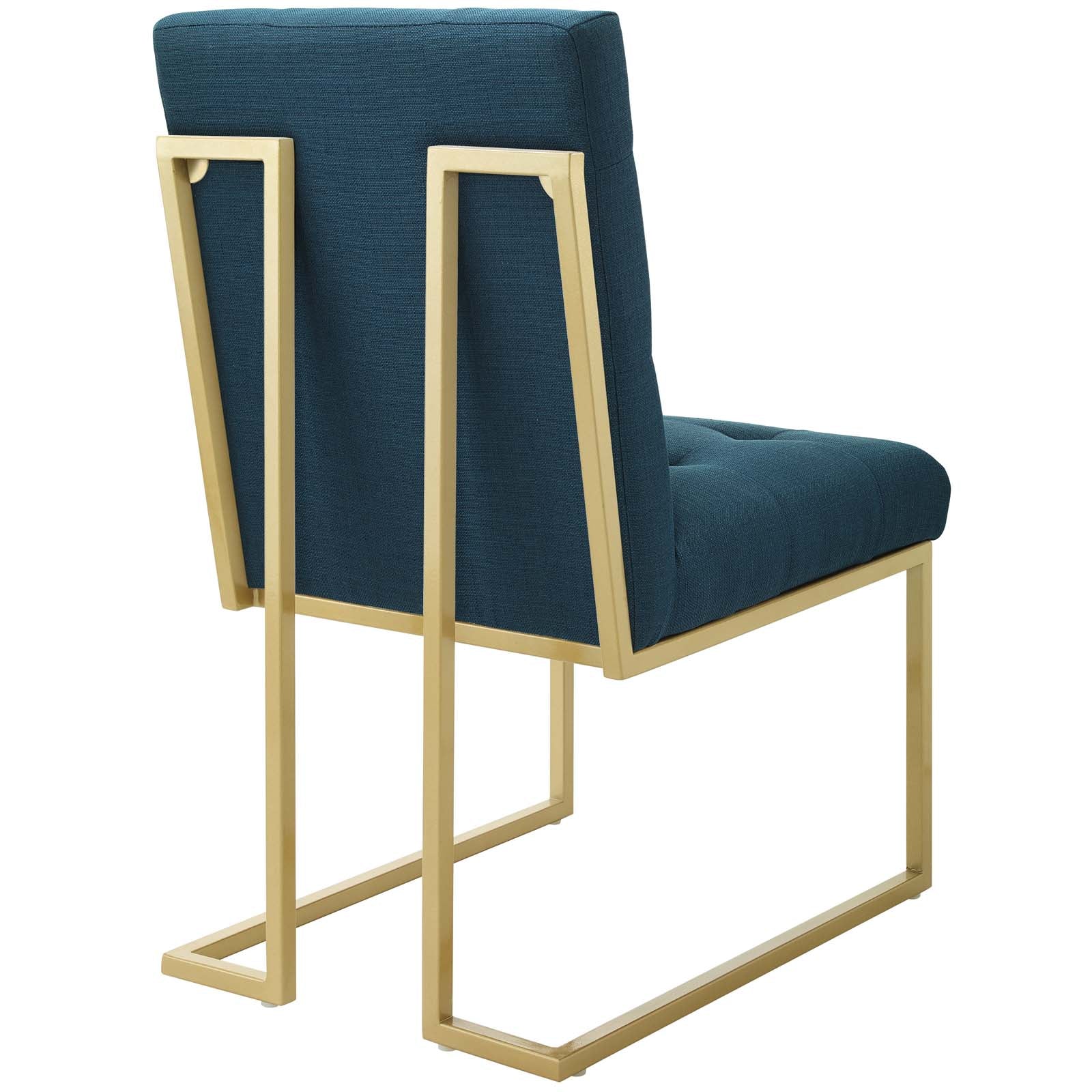 Privy Gold Stainless Steel Upholstered Fabric Dining Accent Chair Set of 2-Dining Chair-Modway-Wall2Wall Furnishings
