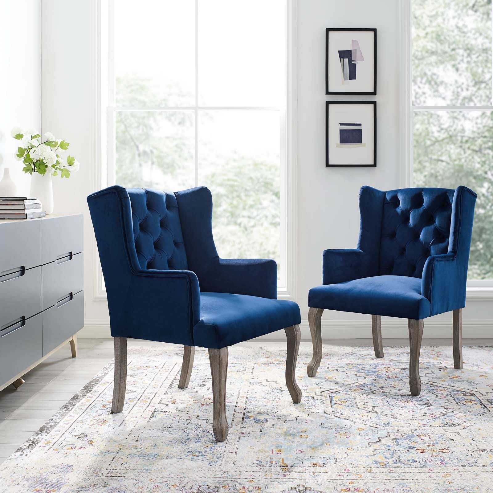 Realm Armchair Performance Velvet Set of 2-Dining Chair-Modway-Wall2Wall Furnishings
