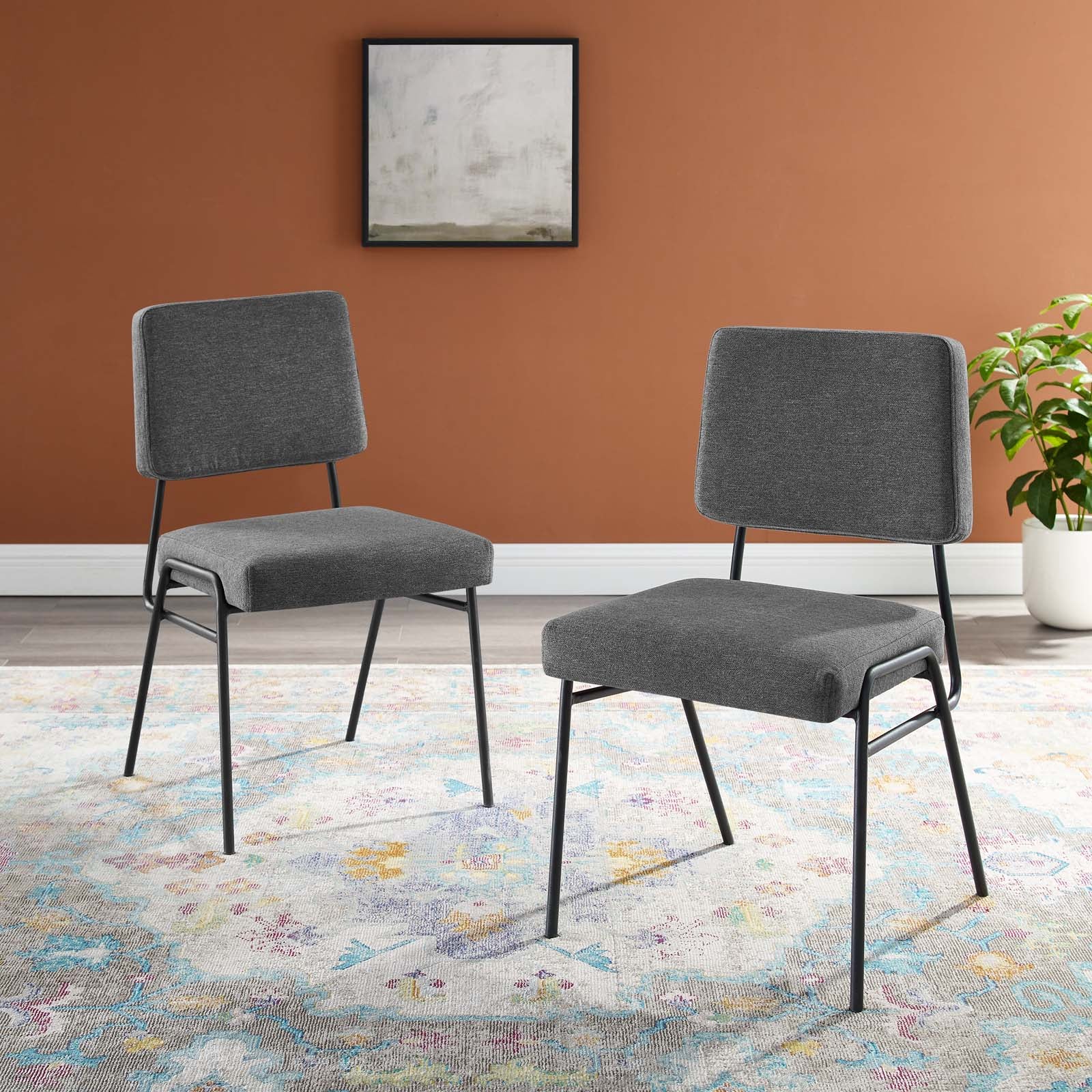 Craft Dining Side Chair Upholstered Fabric Set of 2-Dining Chair-Modway-Wall2Wall Furnishings