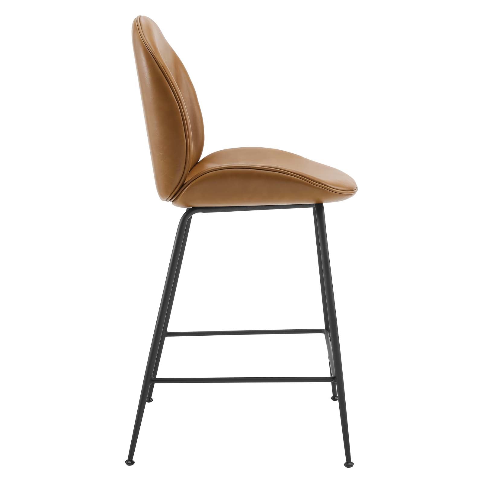 Scoop Black Powder Coated Steel Leg Vegan Leather Counter Stool-Counter Stool-Modway-Wall2Wall Furnishings