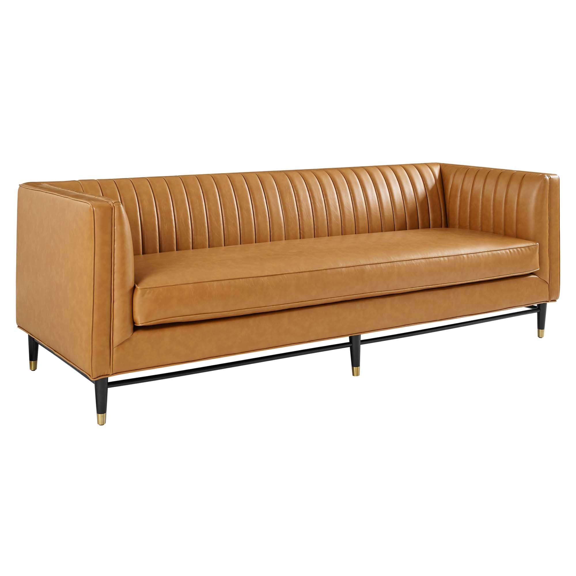 Devote Channel Tufted Vegan Leather Sofa