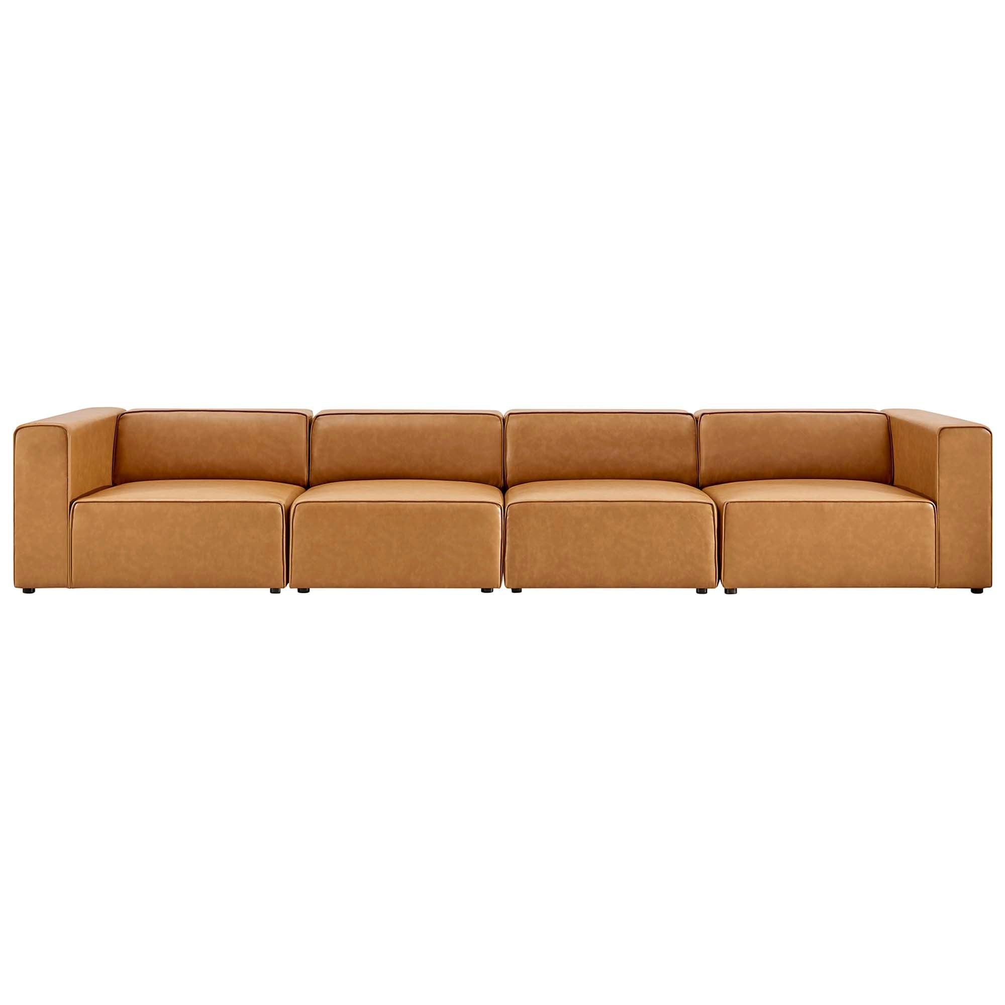 Mingle 4-Piece Vegan Leather Sectional Sofa