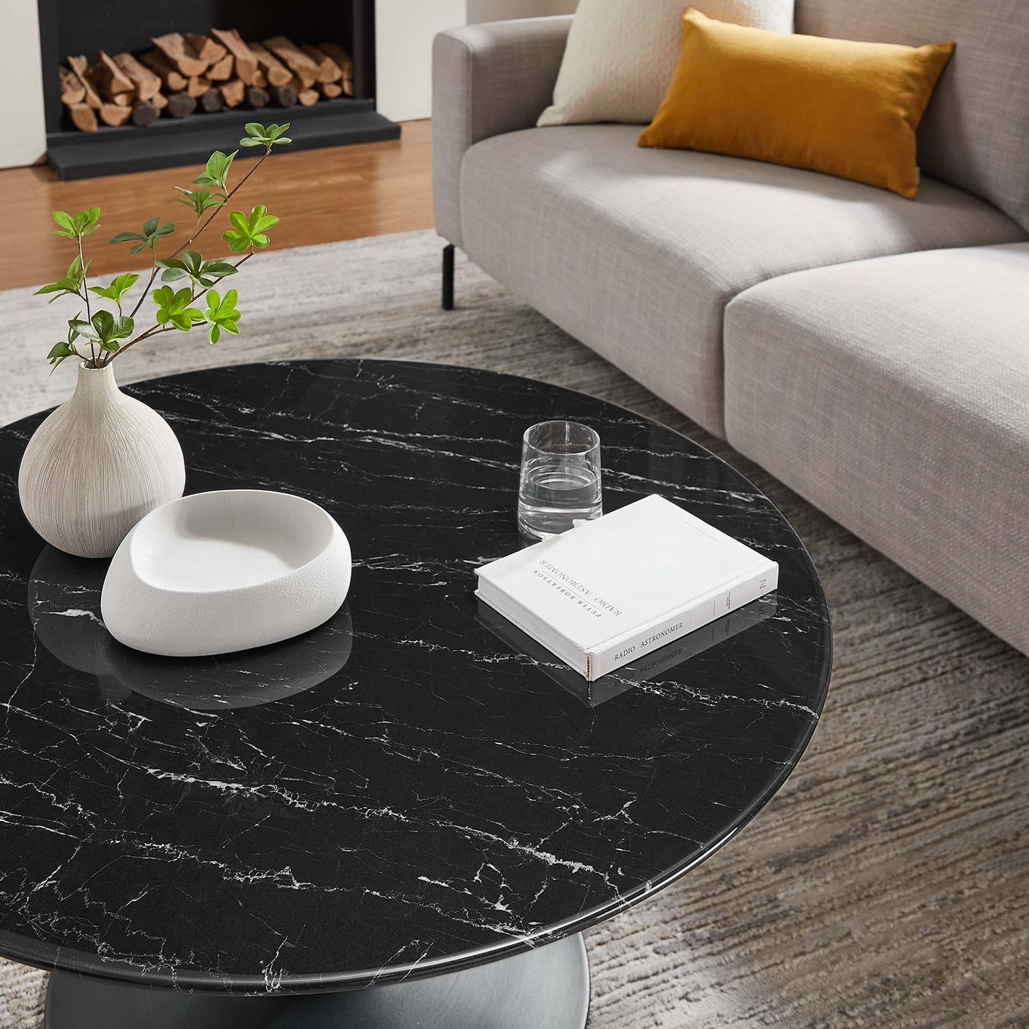 Lippa 36" Round Faux Marble Coffee Table