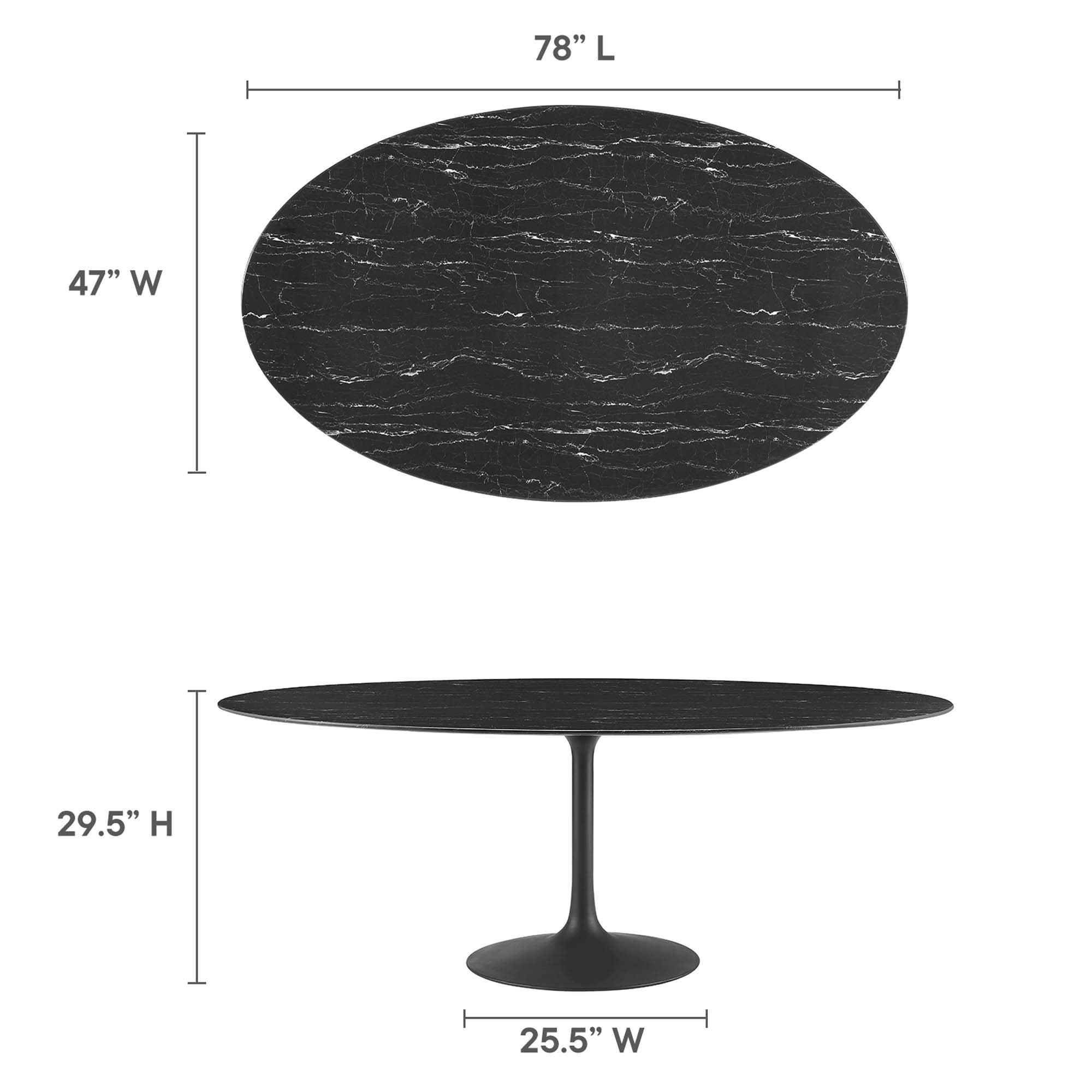 Lippa 78" Oval Faux Marble Dining Table