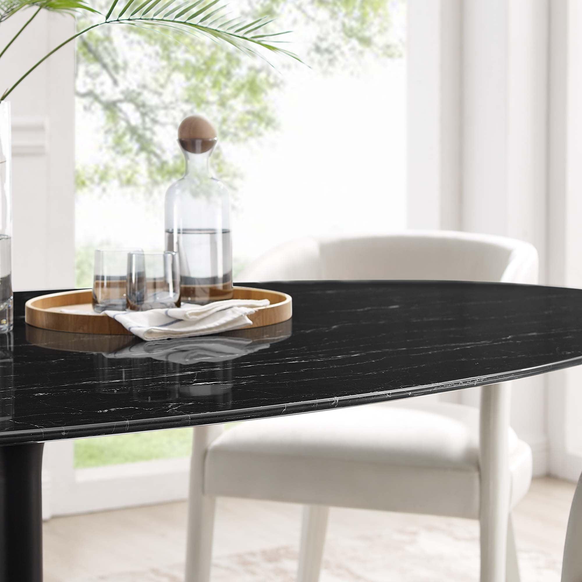 Lippa 78" Oval Faux Marble Dining Table