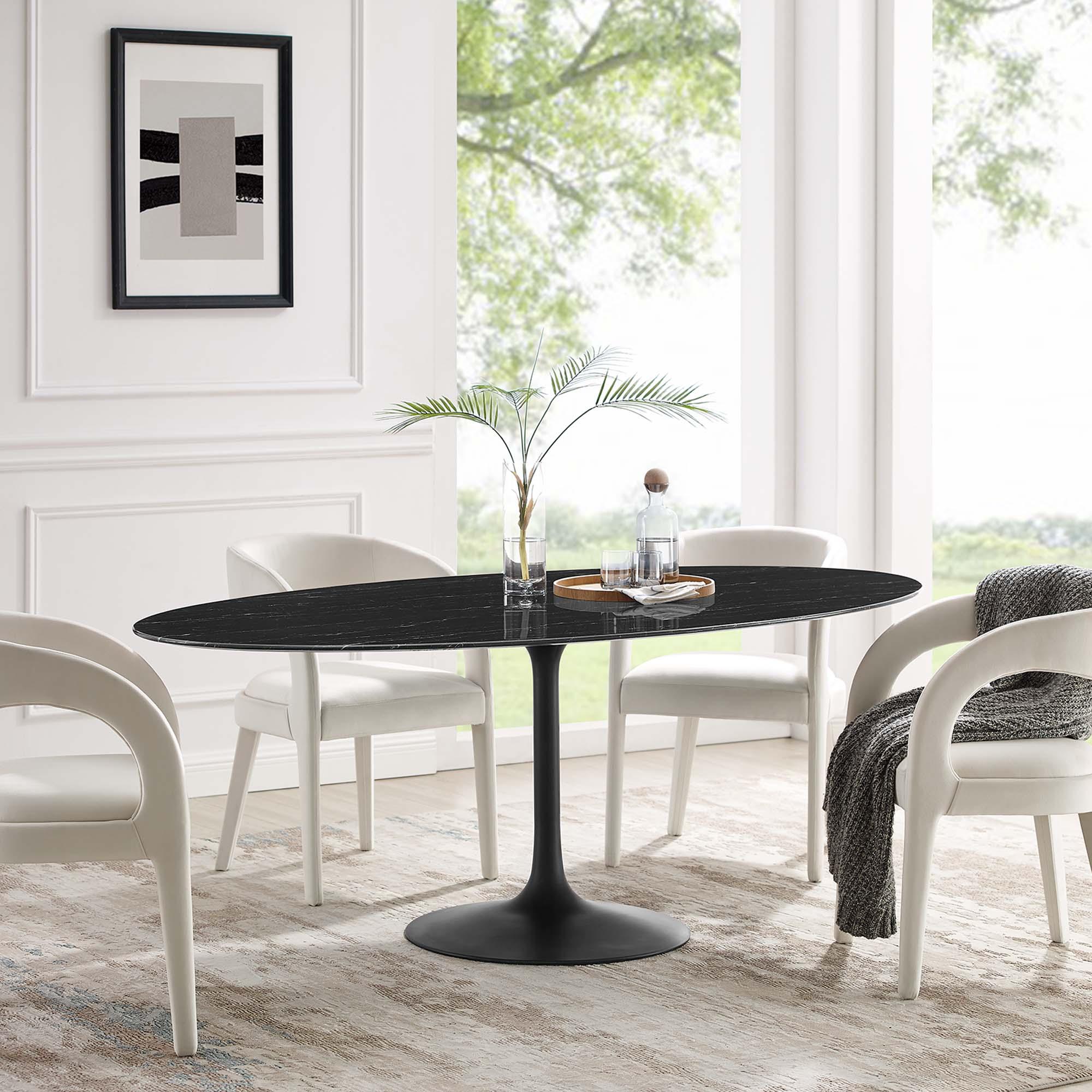 Lippa 78" Oval Faux Marble Dining Table