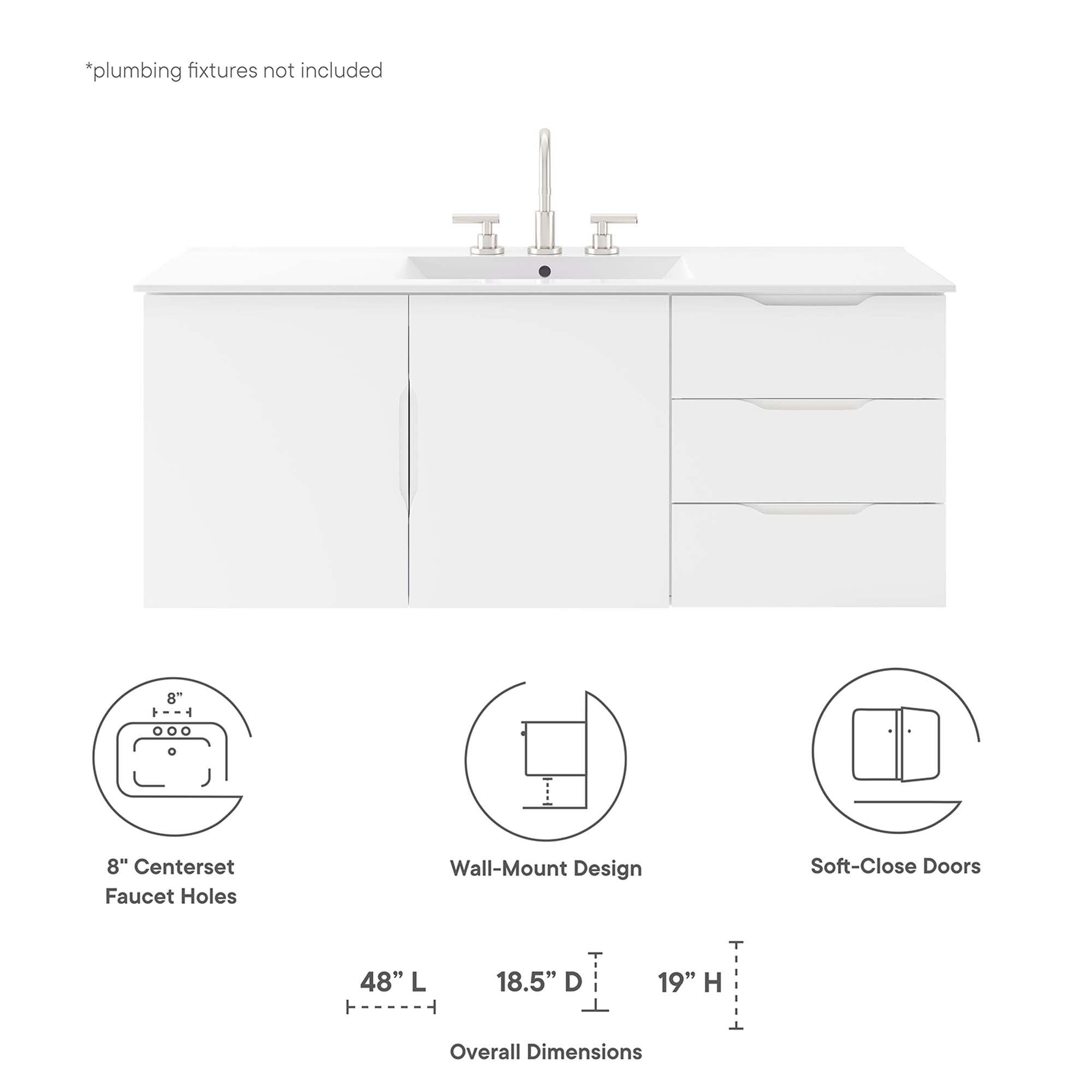 Vitality 48" Double or Single Sink Compatible (Not Included) Bathroom Vanity Cabinet