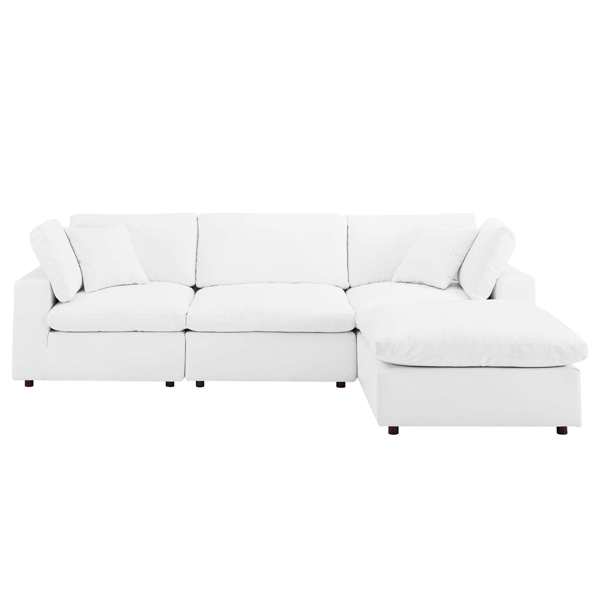 Commix 4-Piece Down Filled Overstuffed Vegan Leather Sectional Sofa