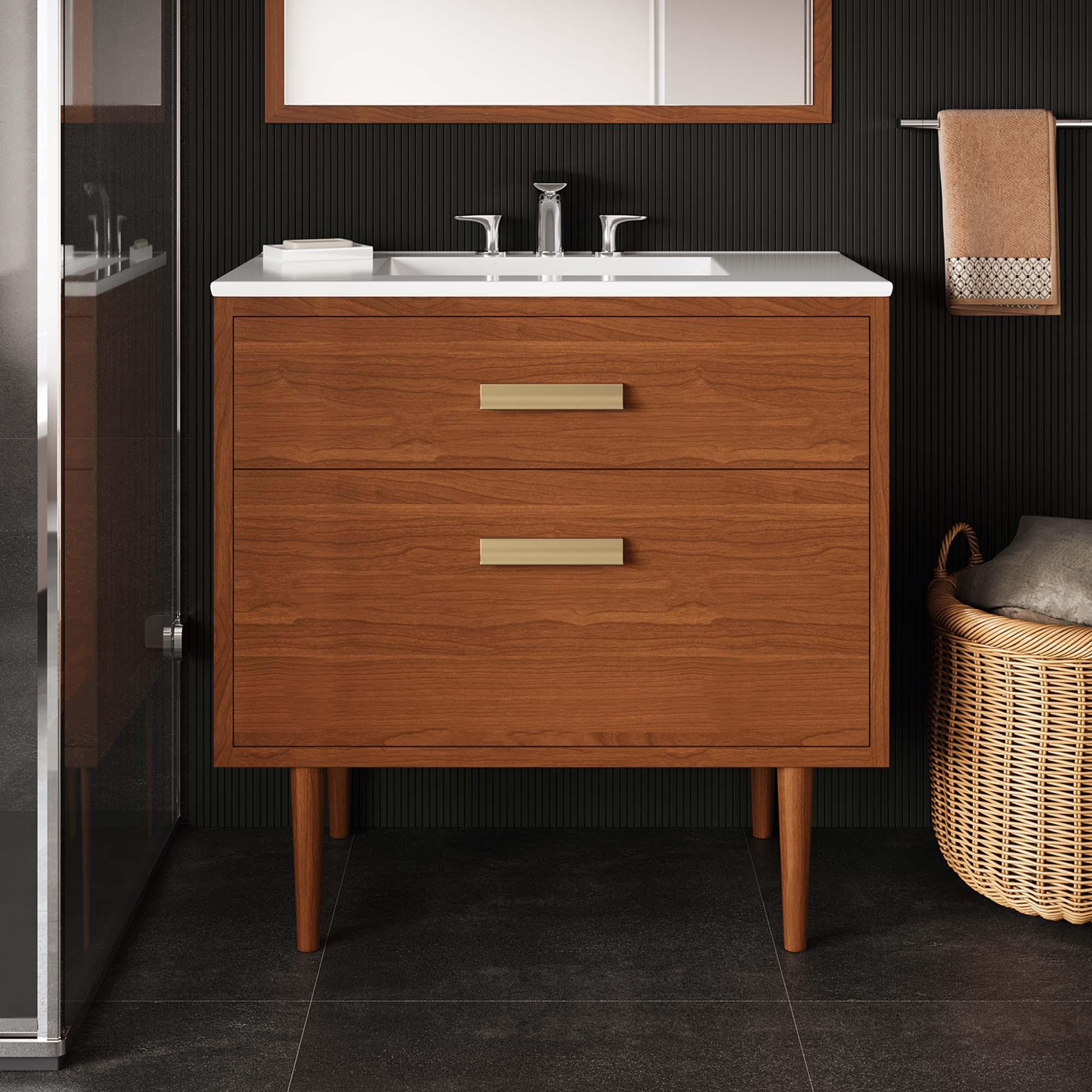 Cassia 36" Teak Wood Bathroom Vanity Cabinet (Sink Basin Not Included)