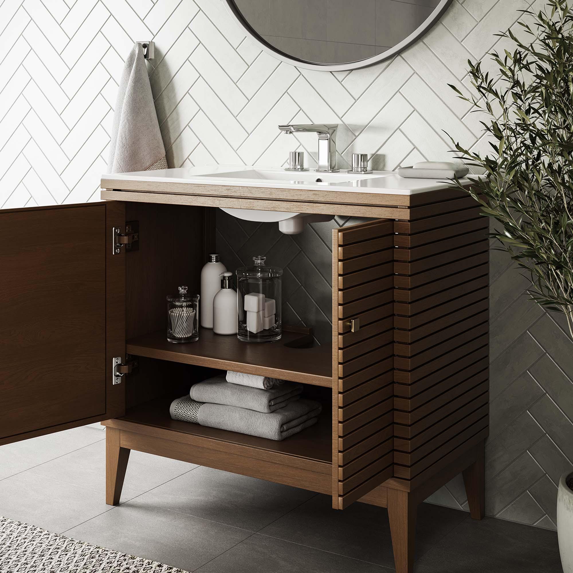 Ledger 36" Wood Bathroom Vanity Cabinet (Sink Basin Not Included)