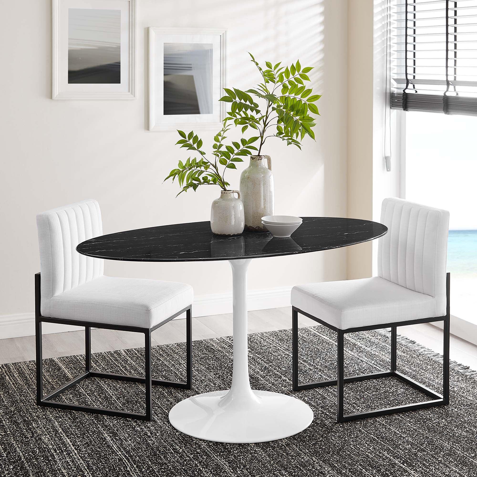 Lippa 54" Oval Faux Marble Dining Table