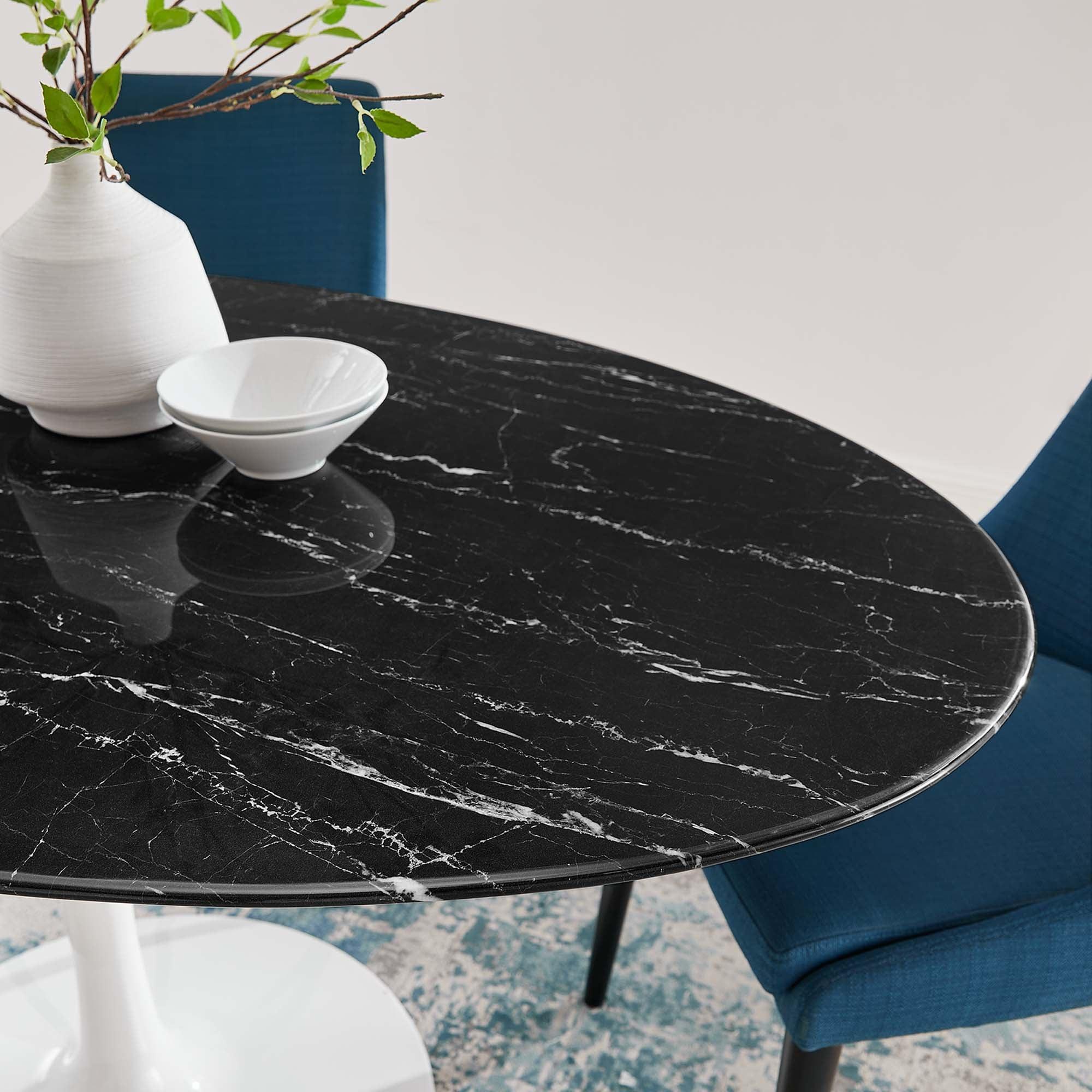 Lippa 60" Oval Faux Marble Dining Table