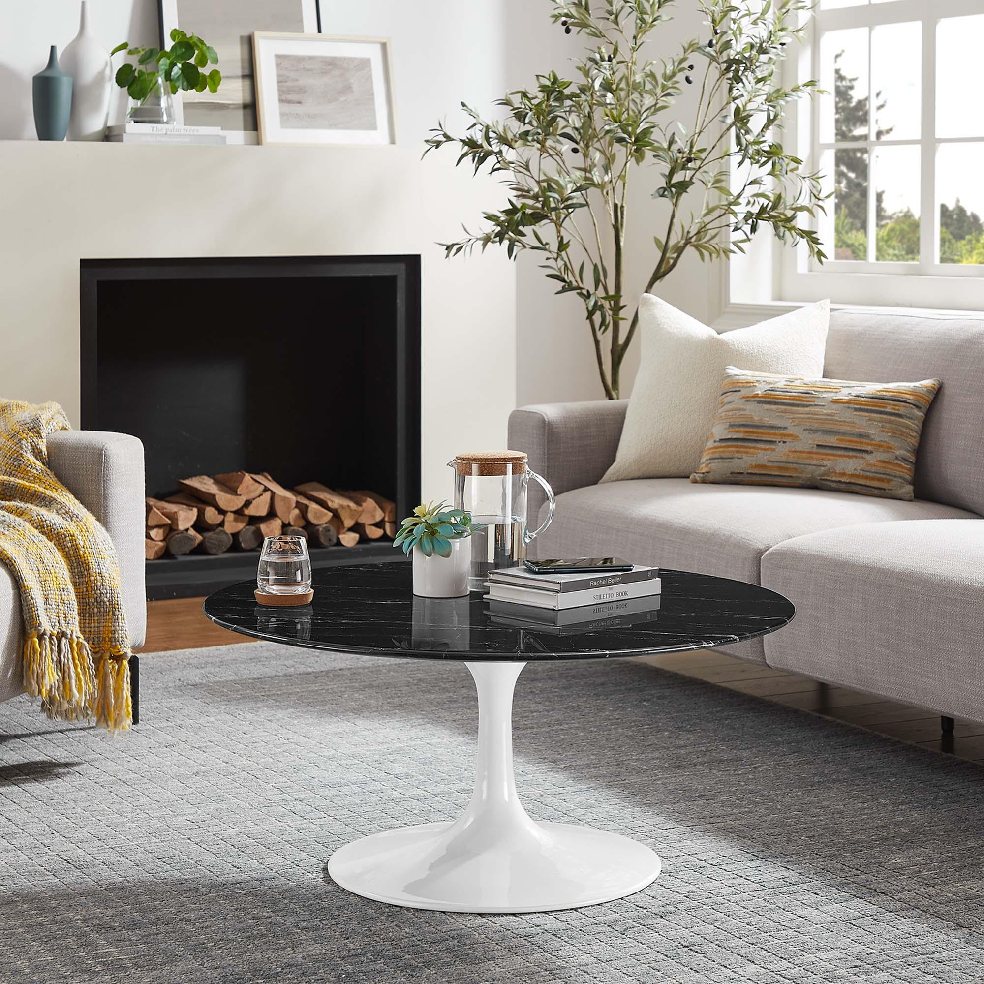 Lippa 36" Round Faux Marble Coffee Table