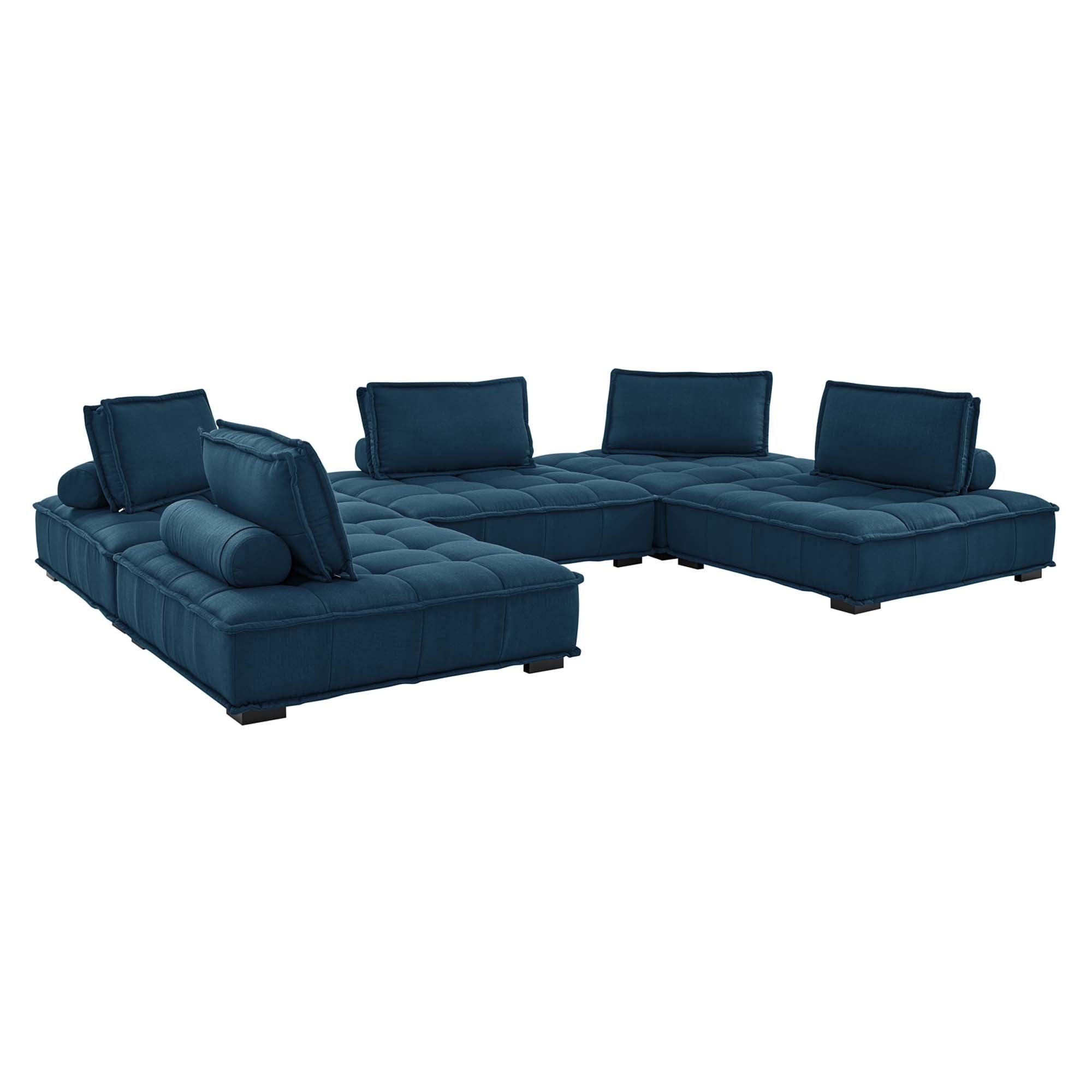 Saunter 5-Piece Tufted Fabric Fabric Sectional Sofa