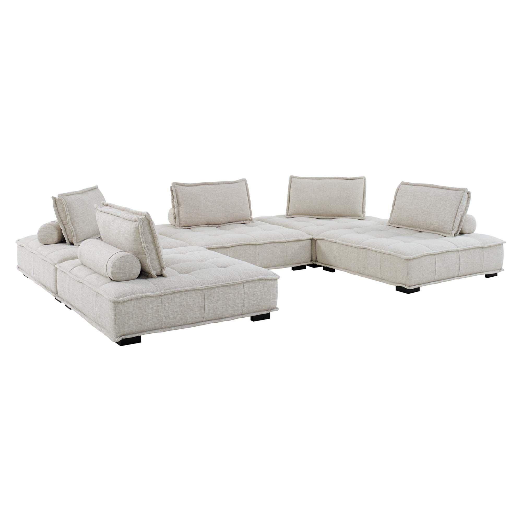 Saunter 5-Piece Tufted Fabric Fabric Sectional Sofa