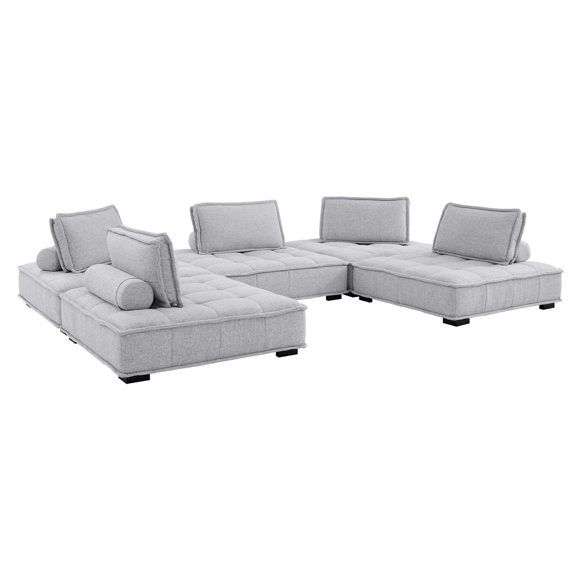 Saunter 5-Piece Tufted Fabric Fabric Sectional Sofa