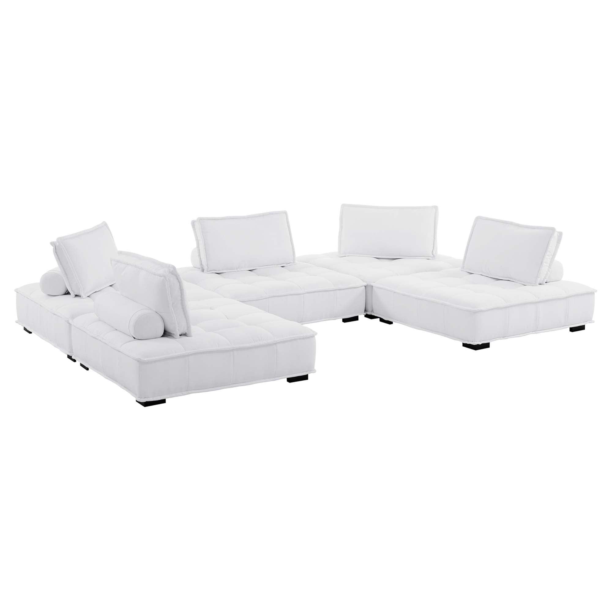 Saunter 5-Piece Tufted Fabric Fabric Sectional Sofa