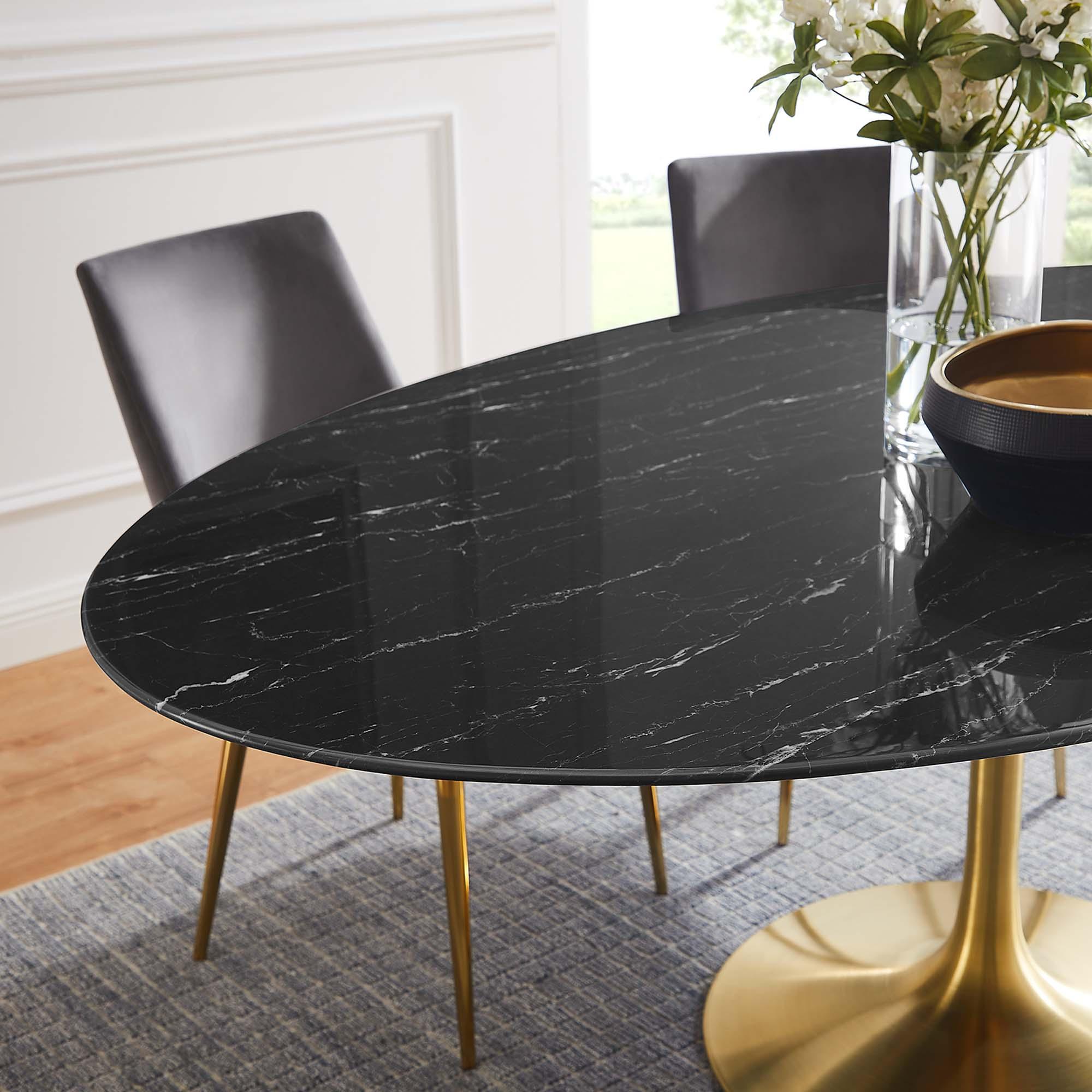 Lippa 78" Oval Faux Marble Dining Table