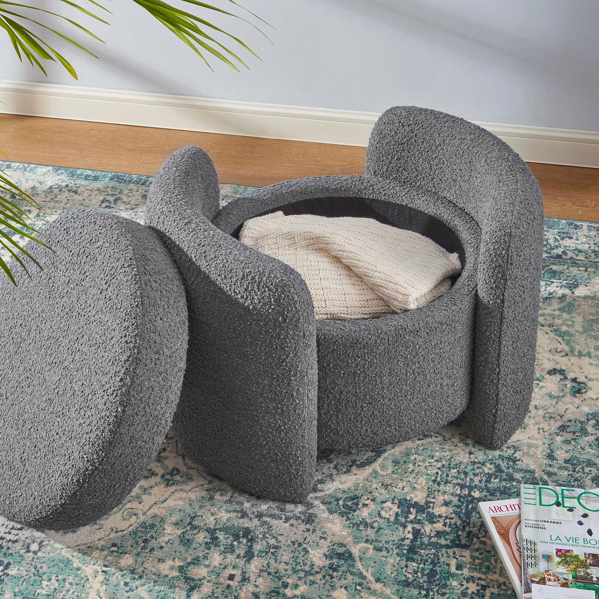 Nebula Boucle Upholstered Ottoman