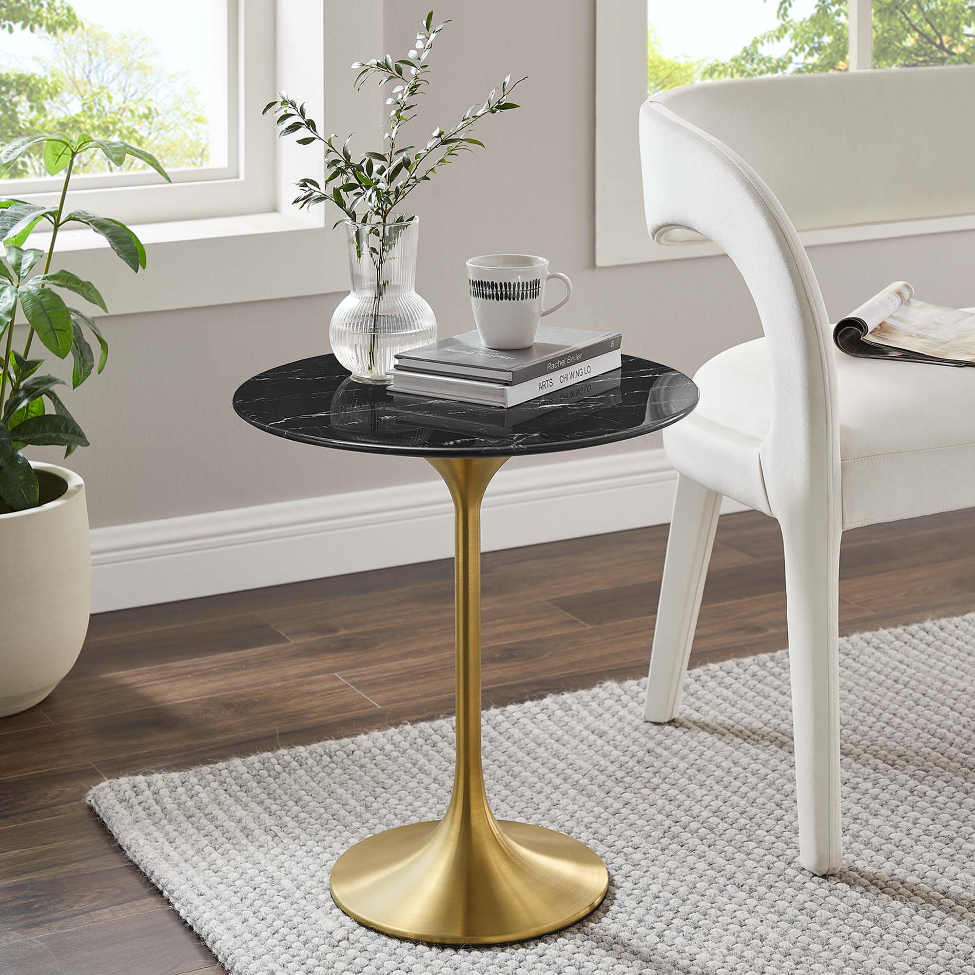 Lippa 20" Round Faux Marble Side Table