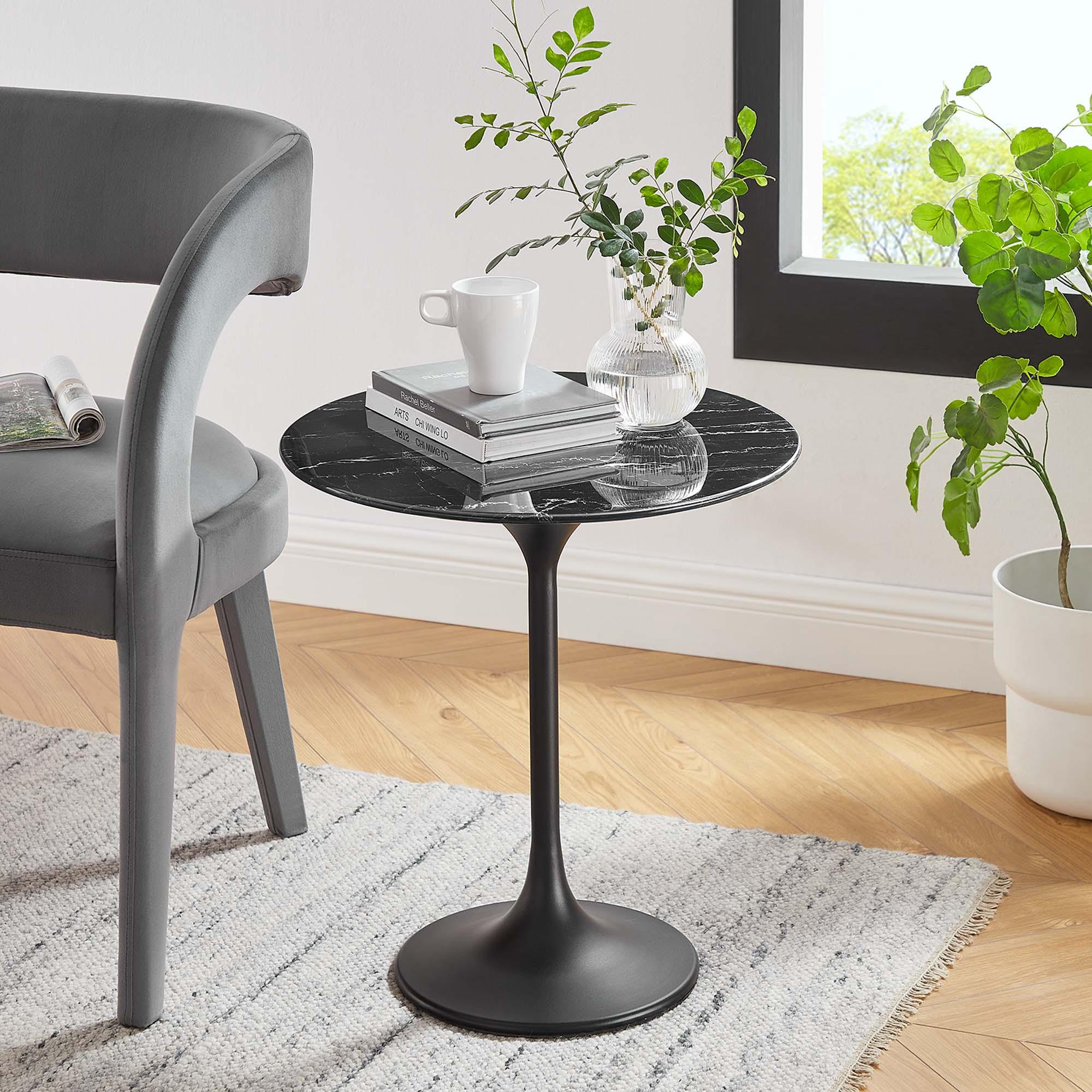 Lippa 20" Round Faux Marble Side Table