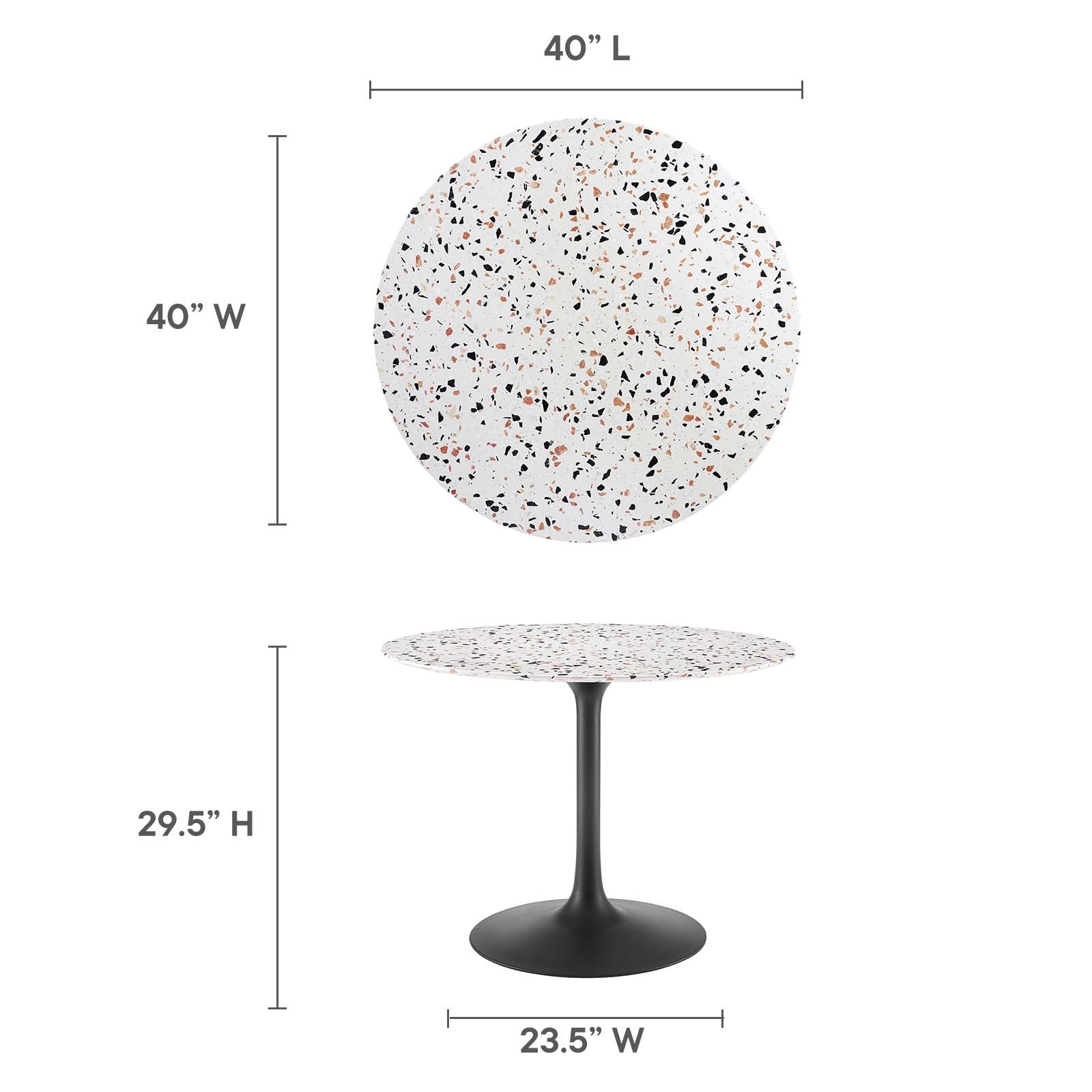 Lippa 40" Round Terrazzo Dining Table-Dining Table-Modway-Wall2Wall Furnishings