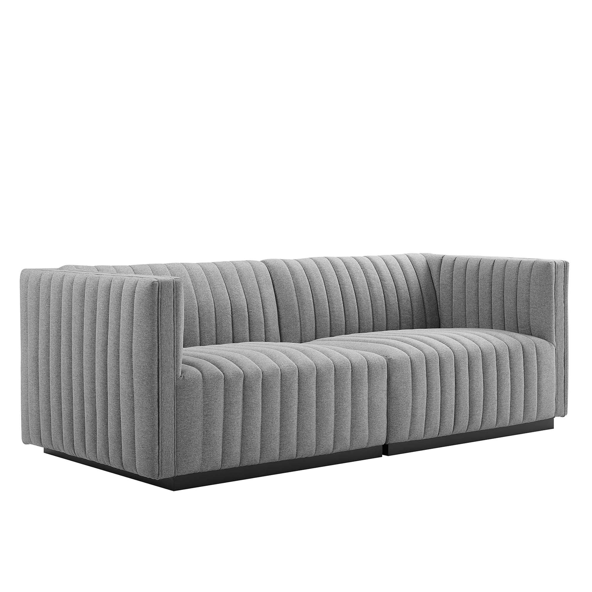 Conjure Channel Tufted Upholstered Fabric Loveseat