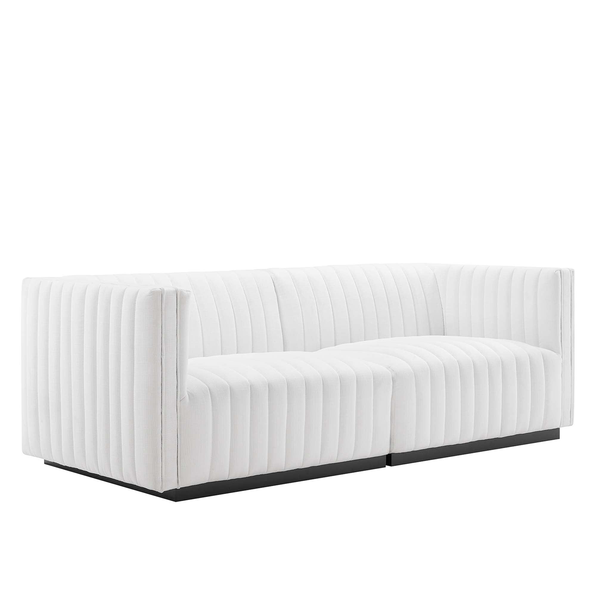 Conjure Channel Tufted Upholstered Fabric Loveseat