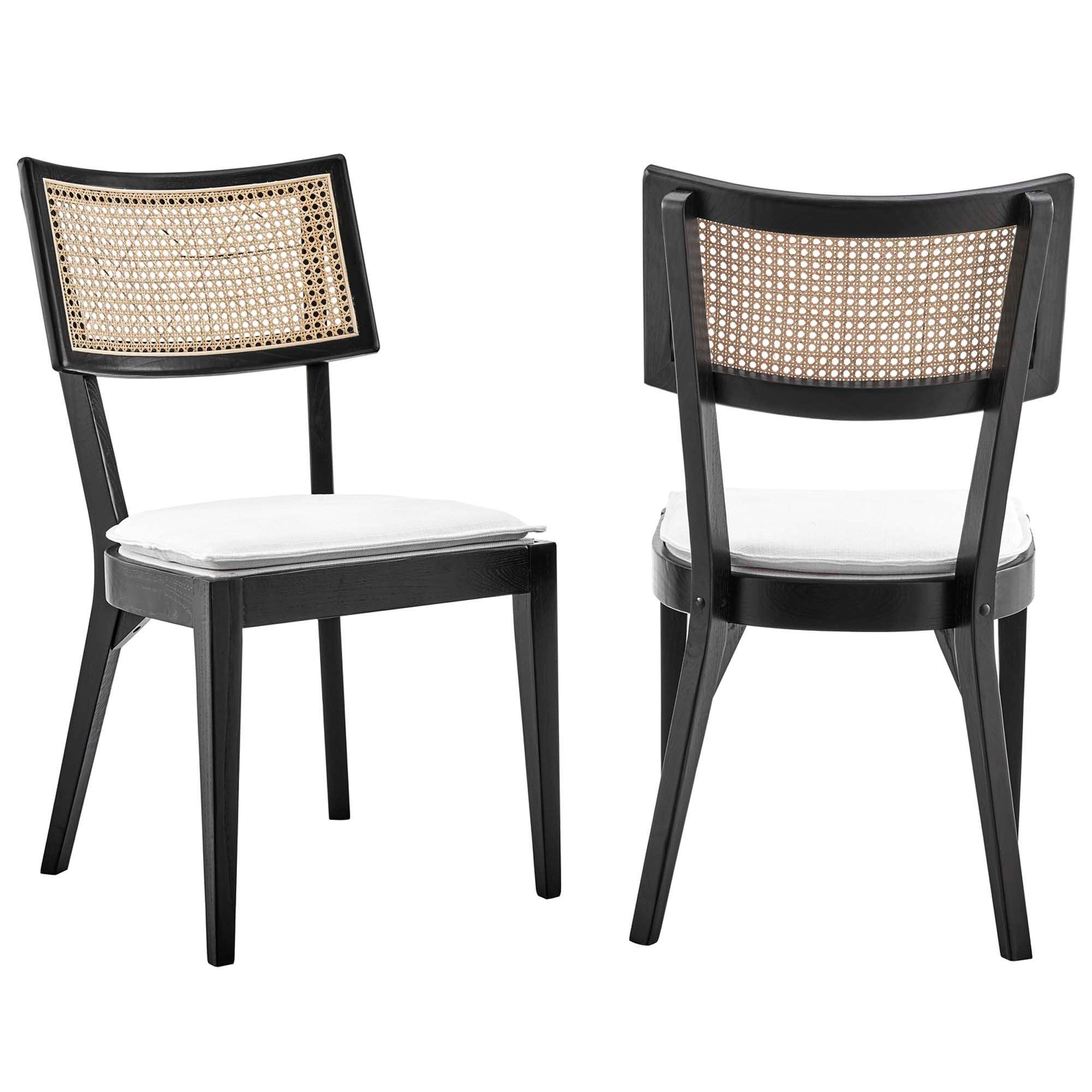 Caledonia Fabric Upholstered Wood Dining Chair Set of 2