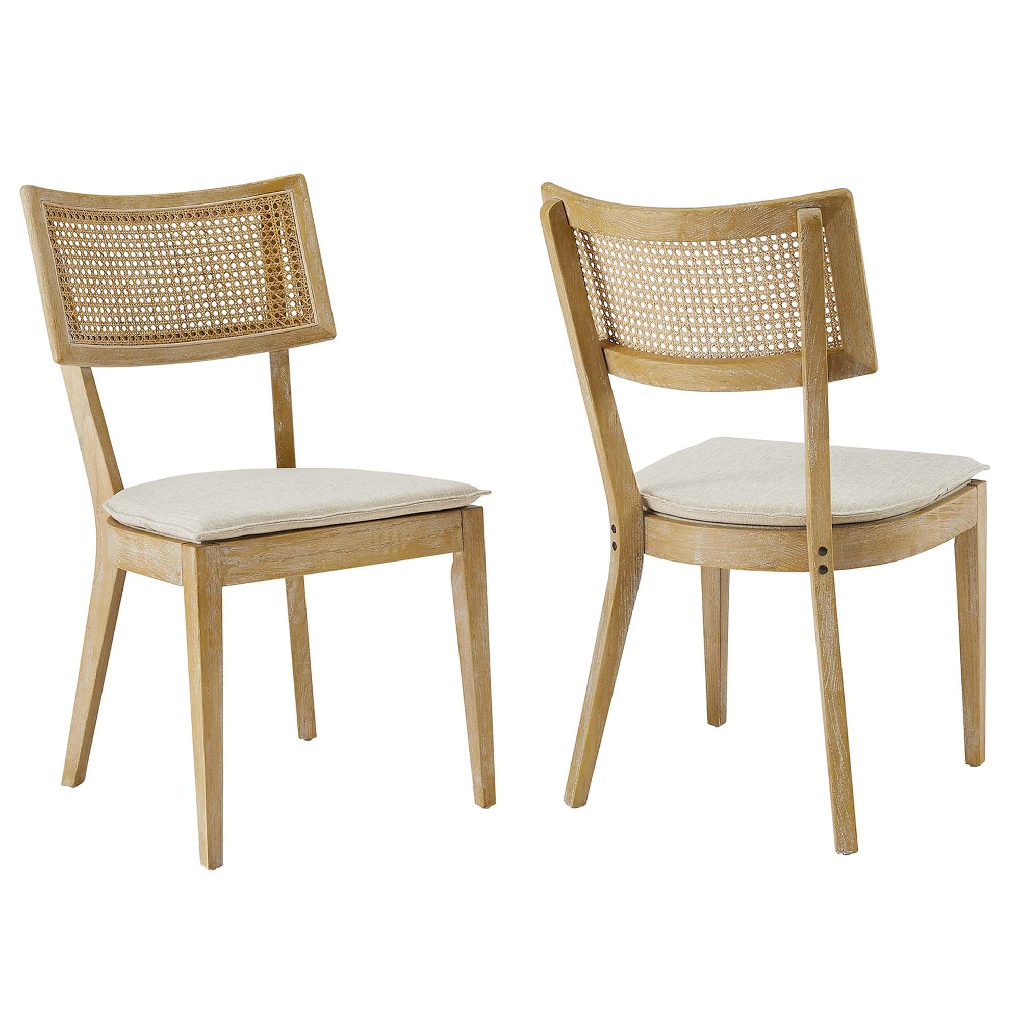 Caledonia Fabric Upholstered Wood Dining Chair Set of 2