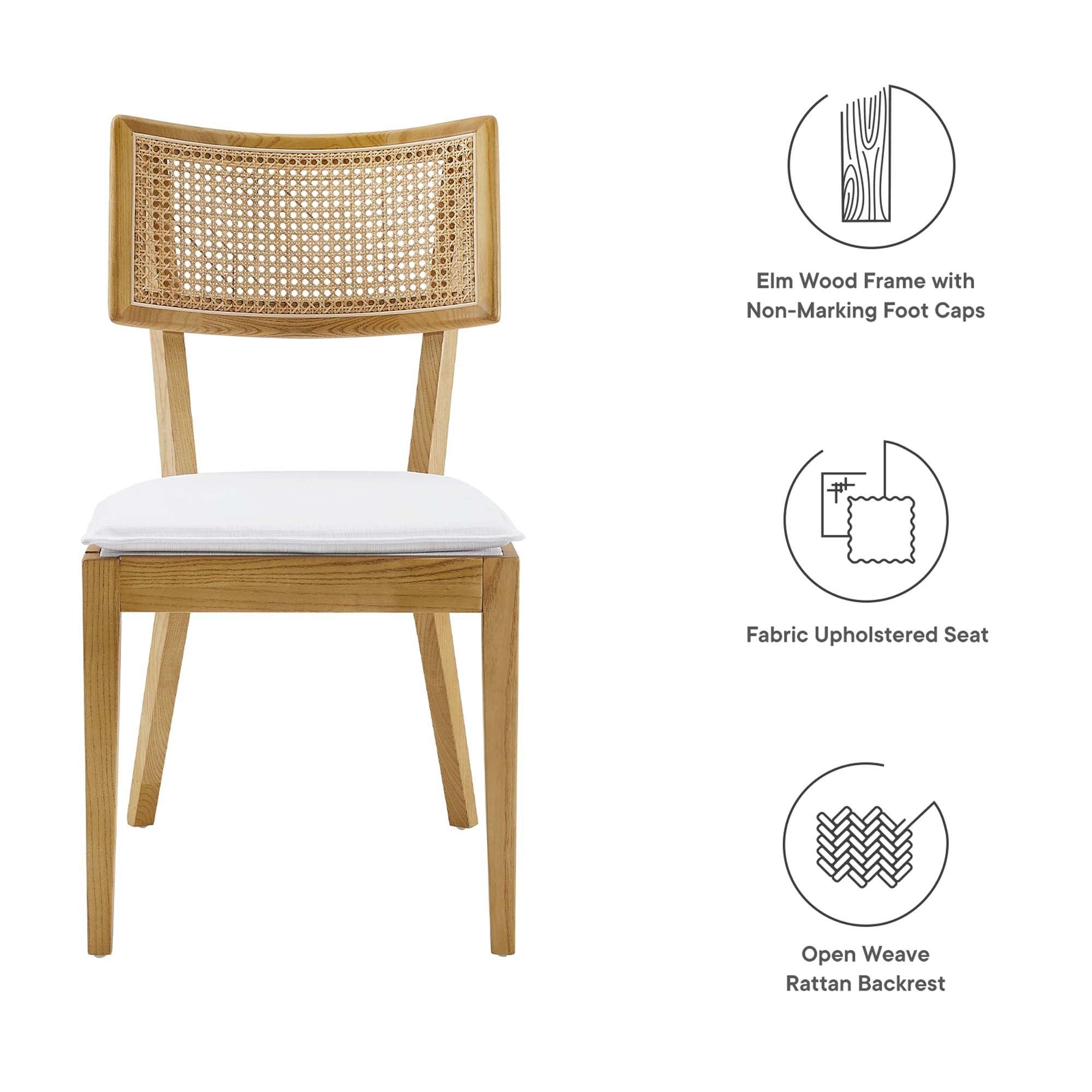 Caledonia Fabric Upholstered Wood Dining Chair Set of 2