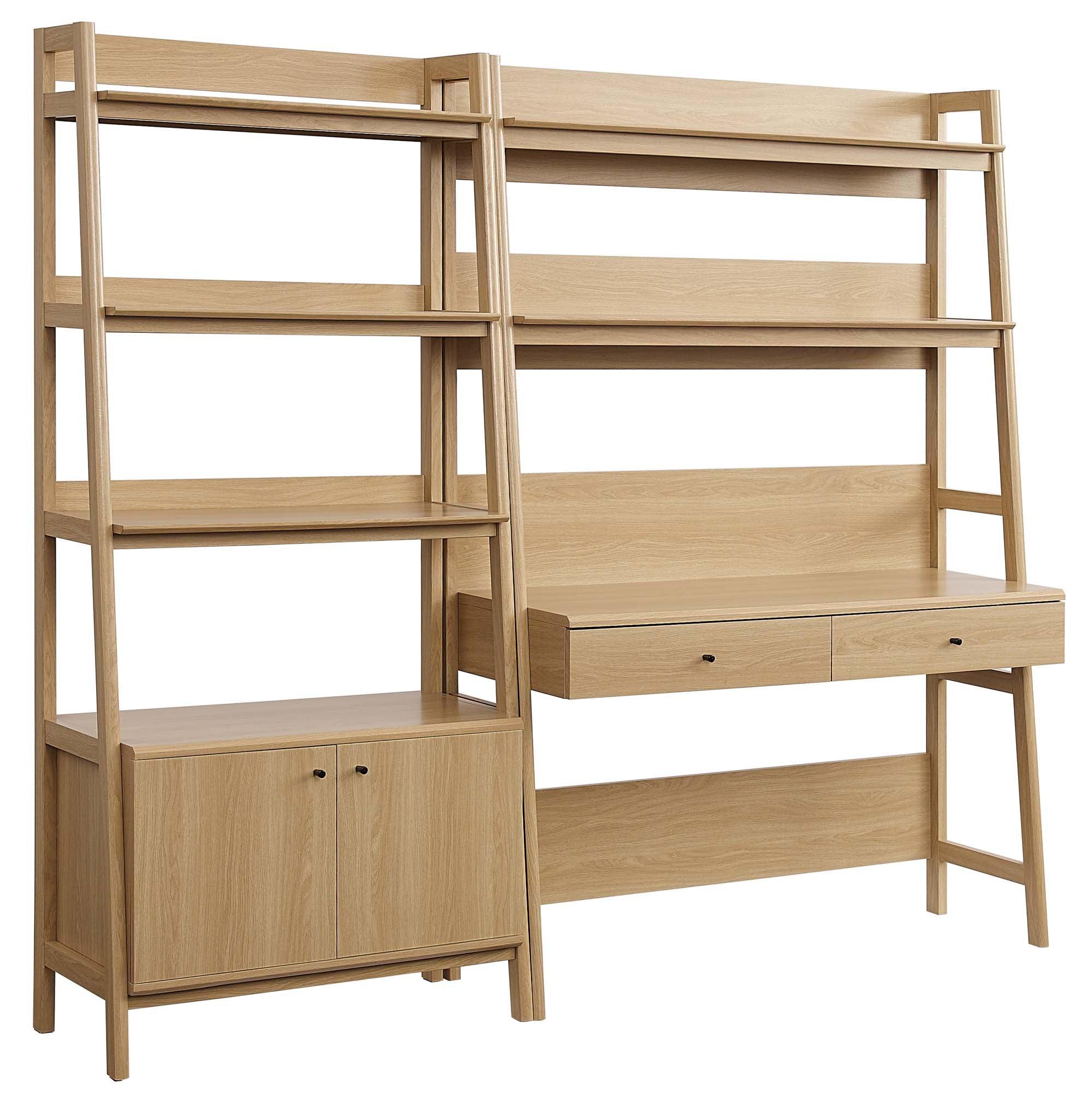 Bixby 2-Piece Wood Office Desk and Bookshelf