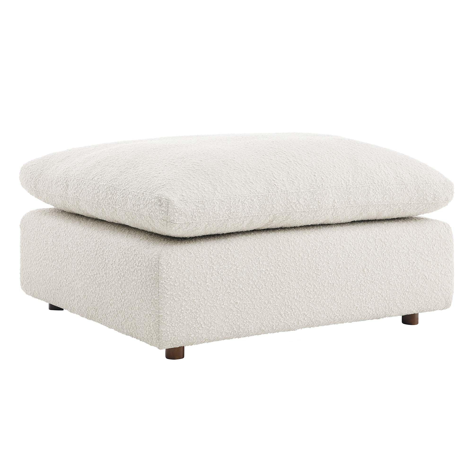 Commix Down Filled Overstuffed Boucle Fabric Ottoman