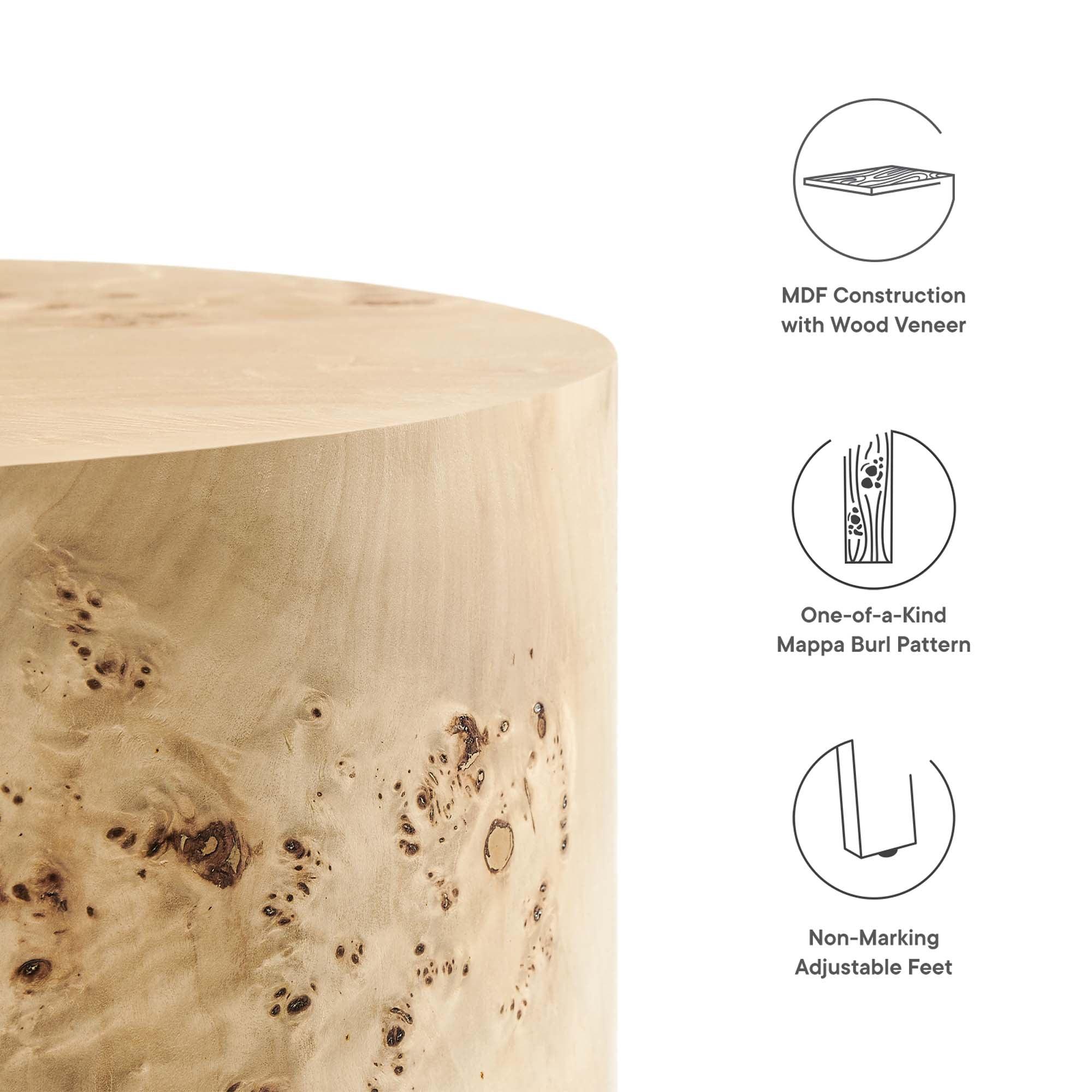 Cosmos 16" Round Burl Wood Side Table