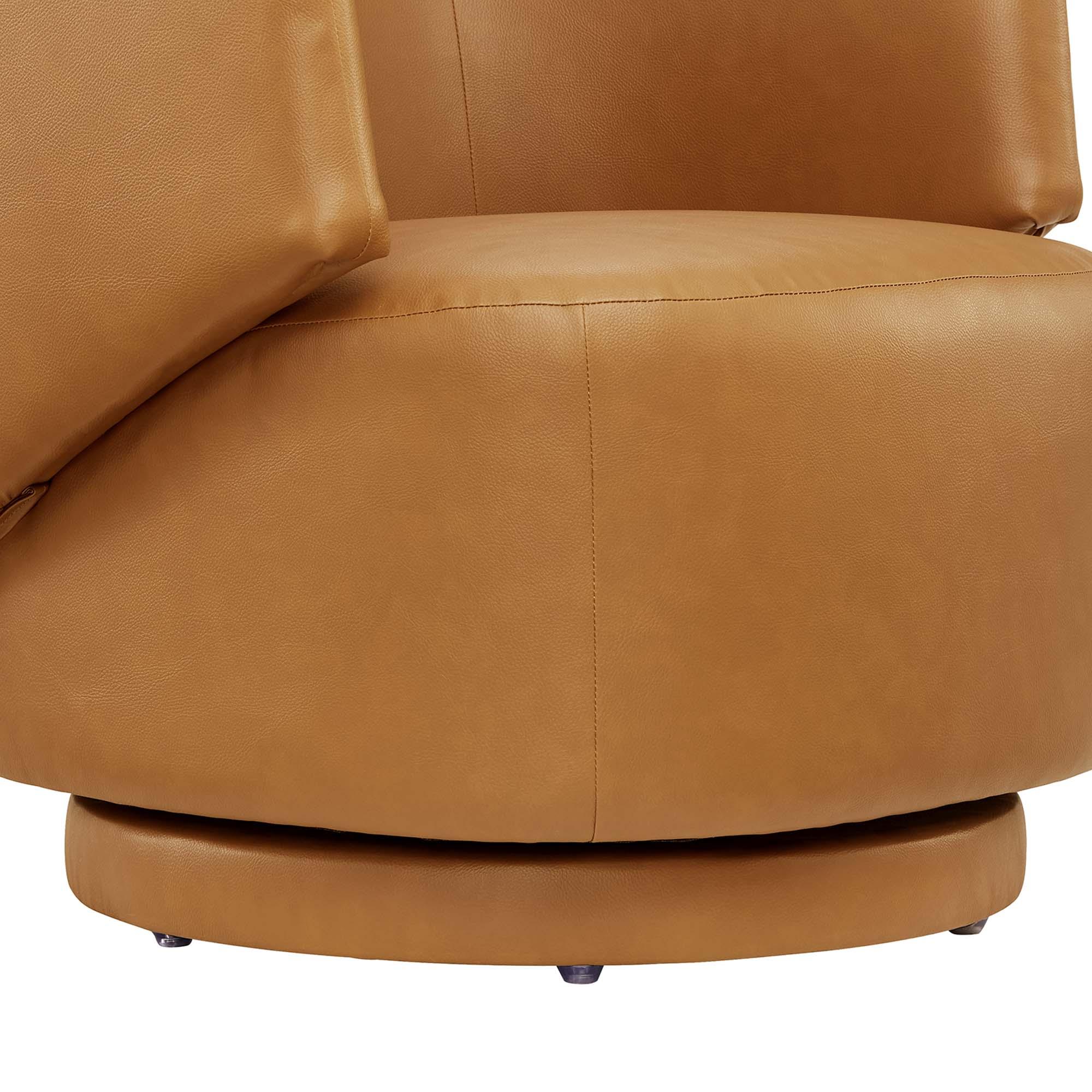 Celestia Vegan Leather Fabric and Wood Swivel Chair