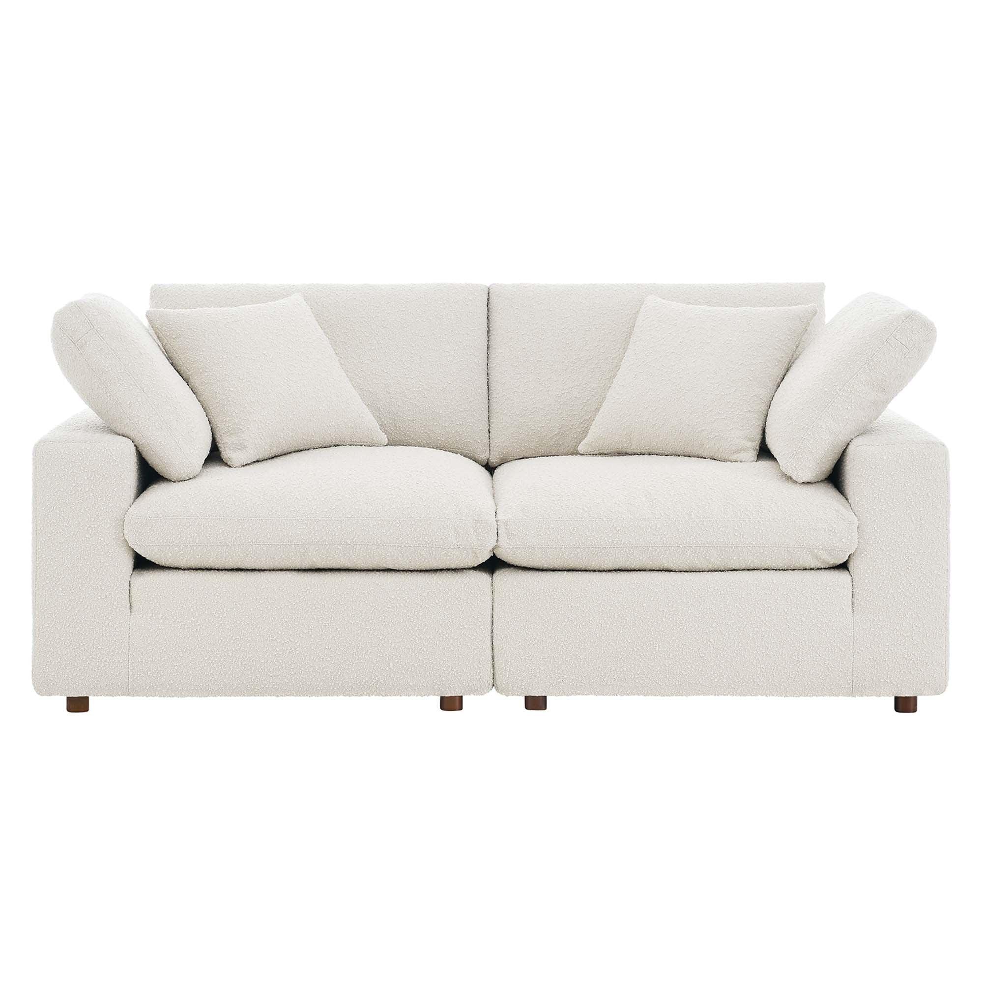 Commix Down Filled Overstuffed Boucle Fabric Loveseat