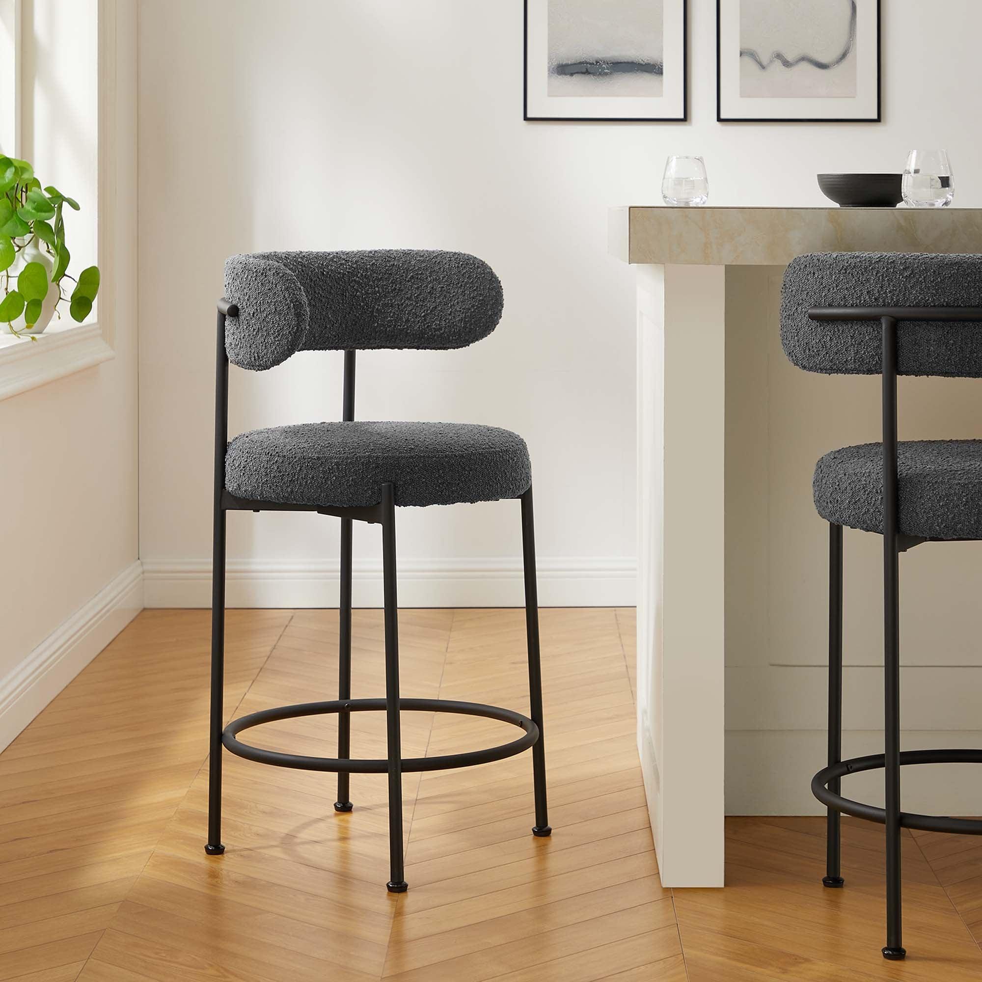 Albie Boucle Fabric Counter Stools Set of 2