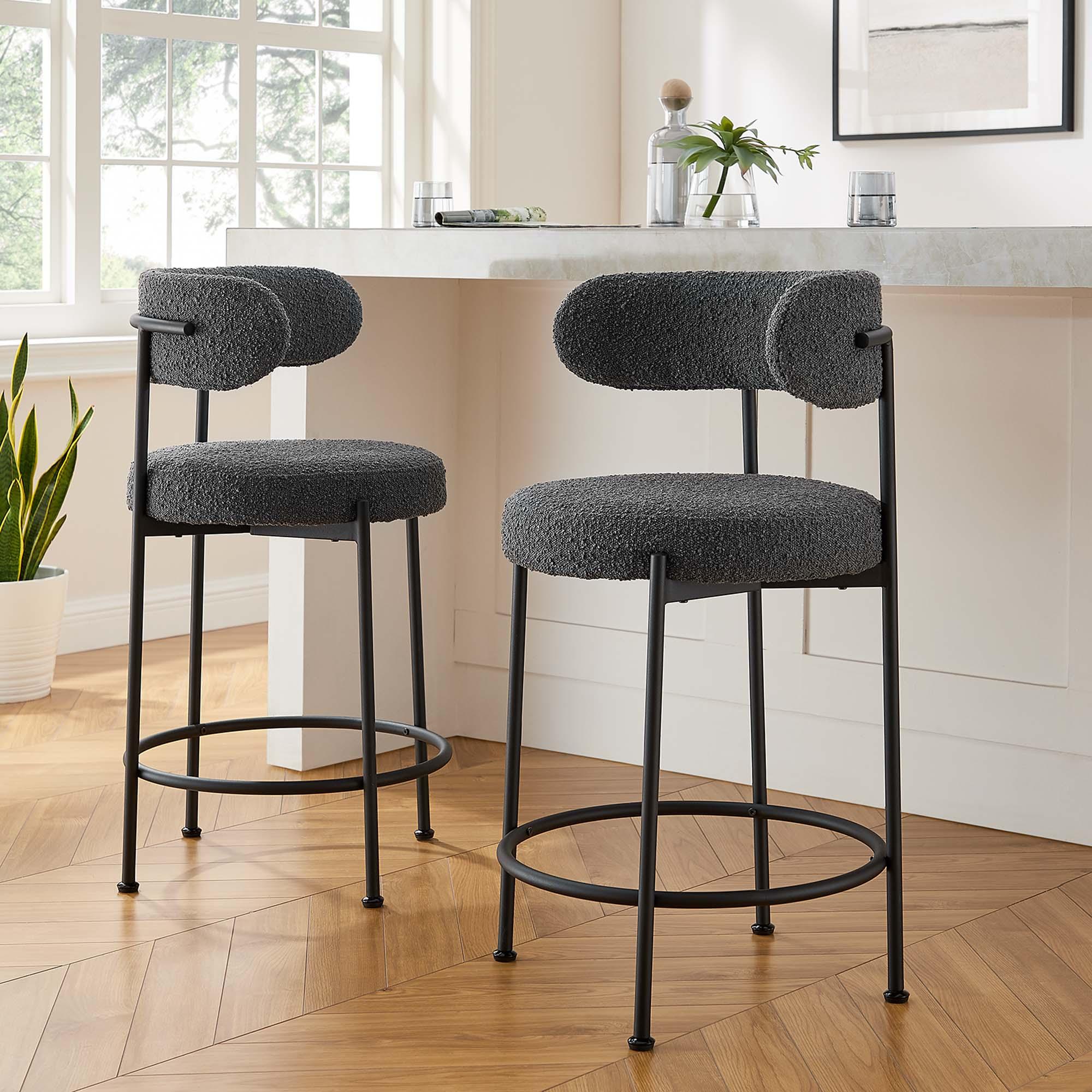 Albie Boucle Fabric Counter Stools Set of 2