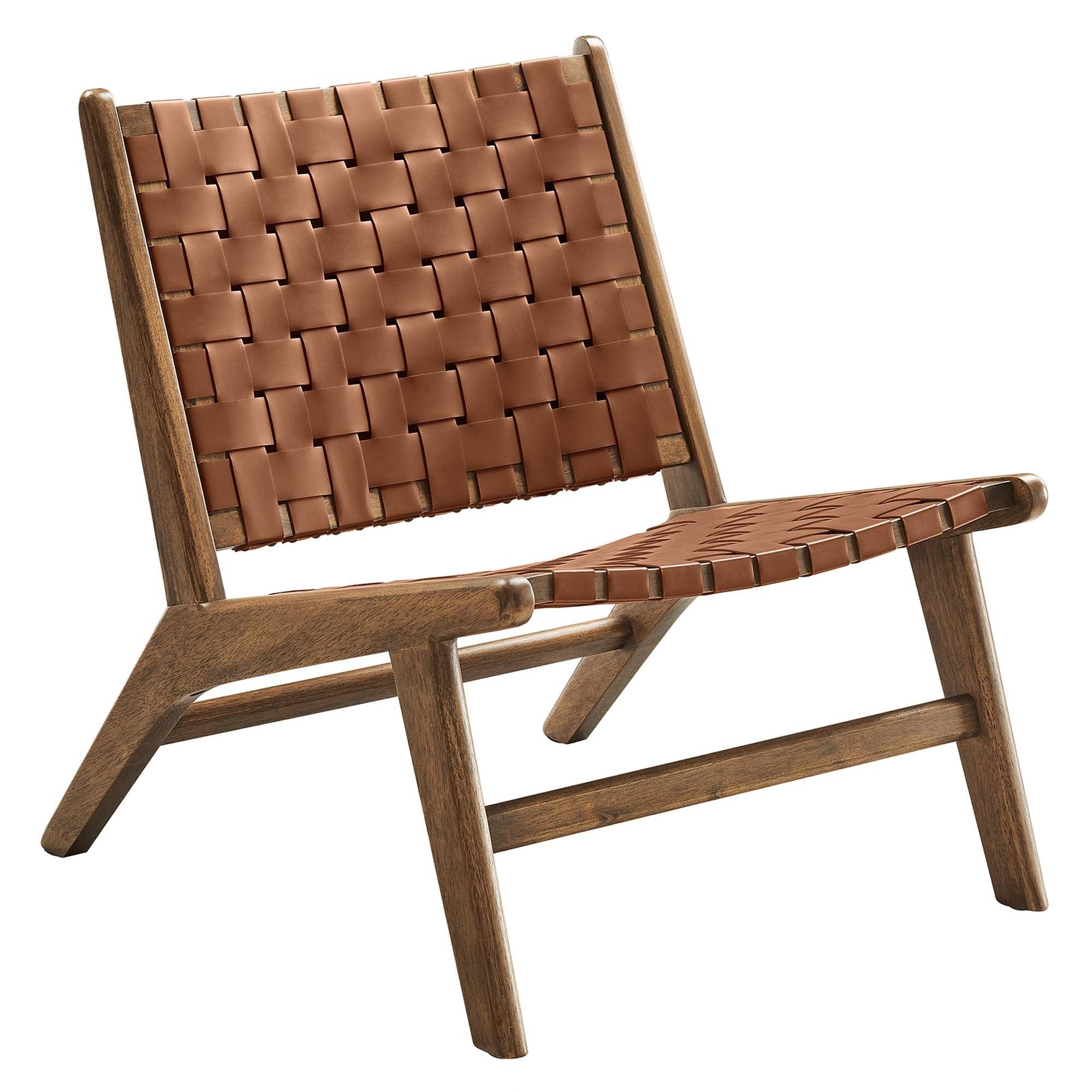 Saoirse Leather Wood Accent Lounge Chair